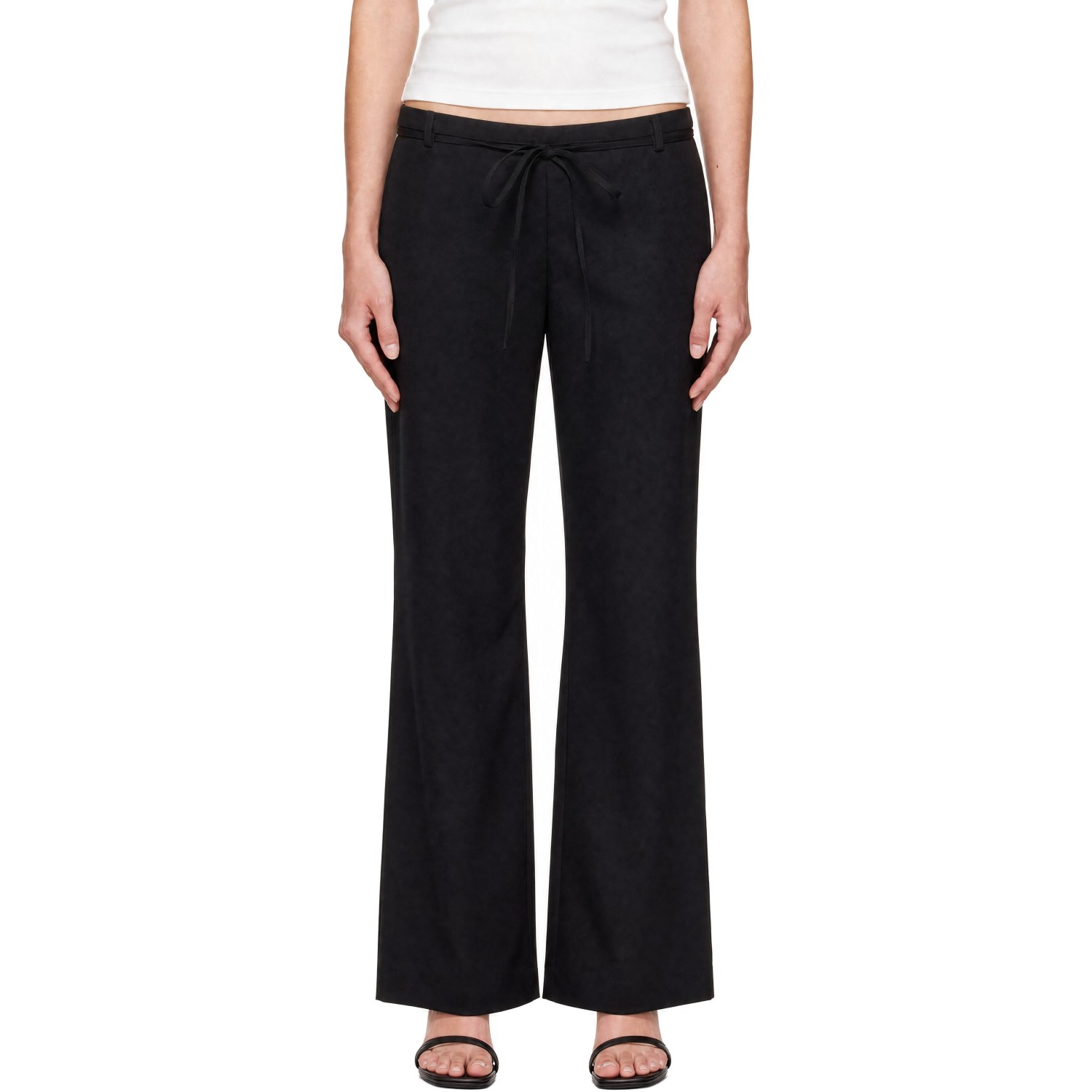St. Agni Black 90s Wool Rouleau Minimal Trousers