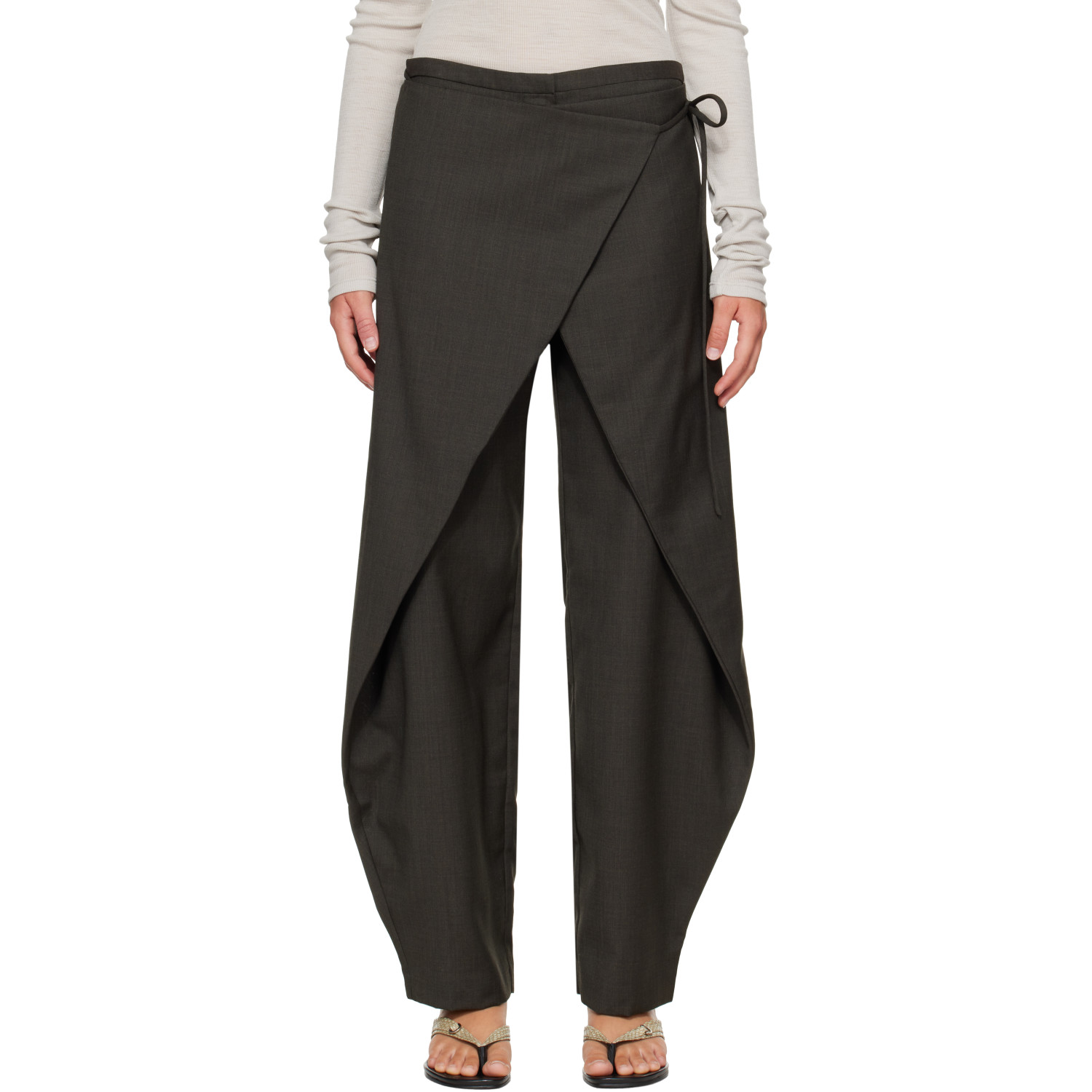 St. Agni Gray Wrap Rouleau Trousers