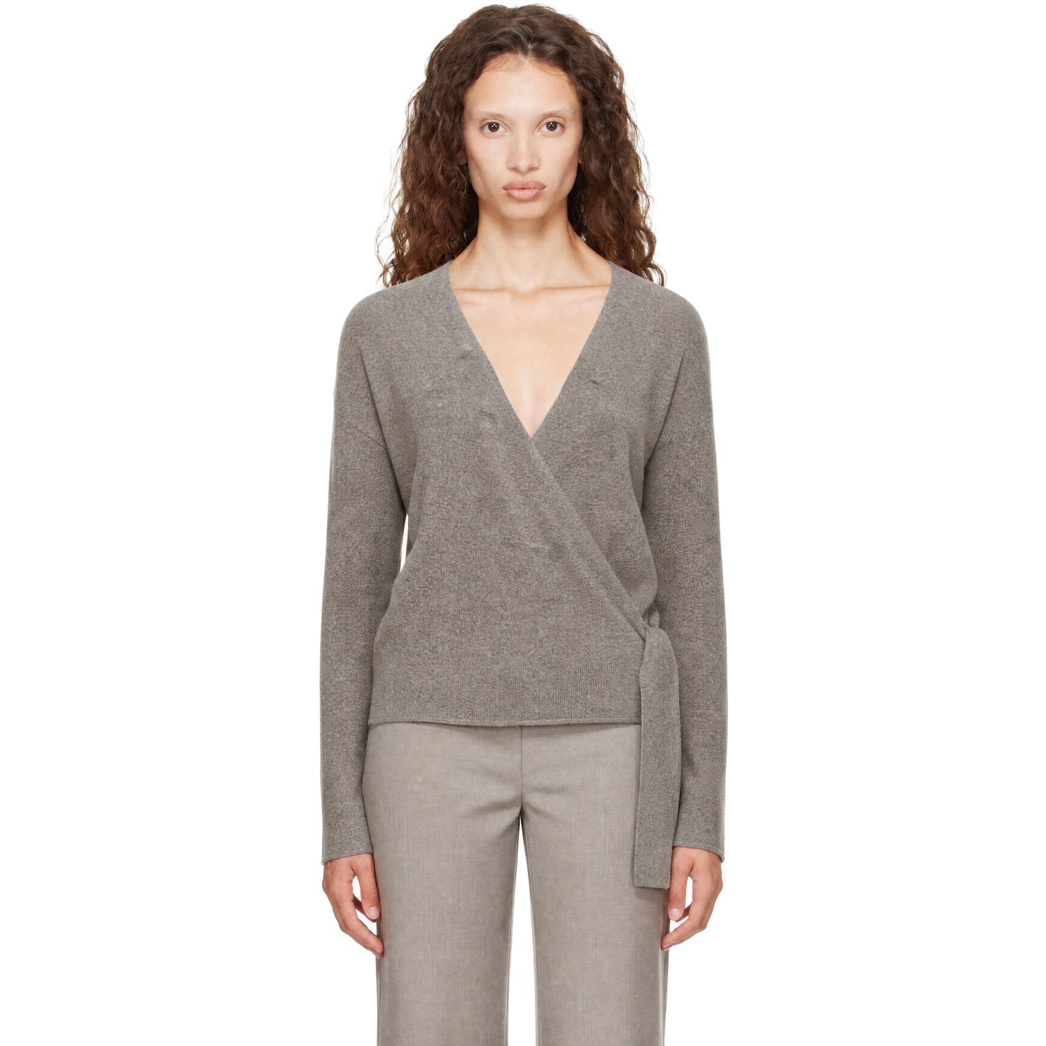 St. Agni Taupe Cashmere Wrap Cardigan