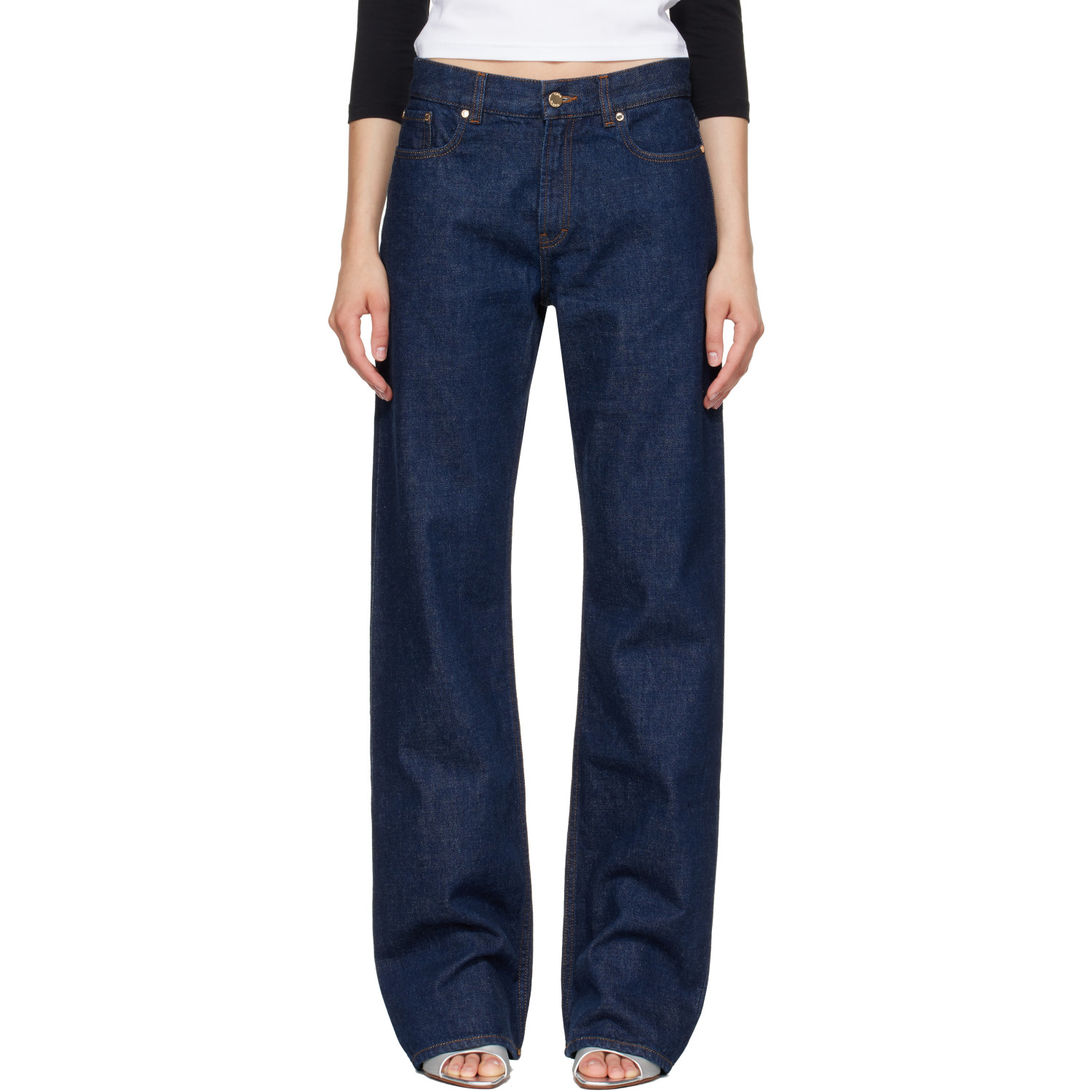 Casablanca Navy Selvedge Embroidered Laurel Jeans