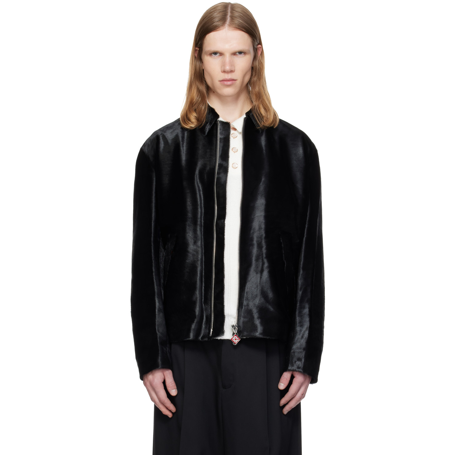 Casablanca Black Pony Hair Leather Jacket