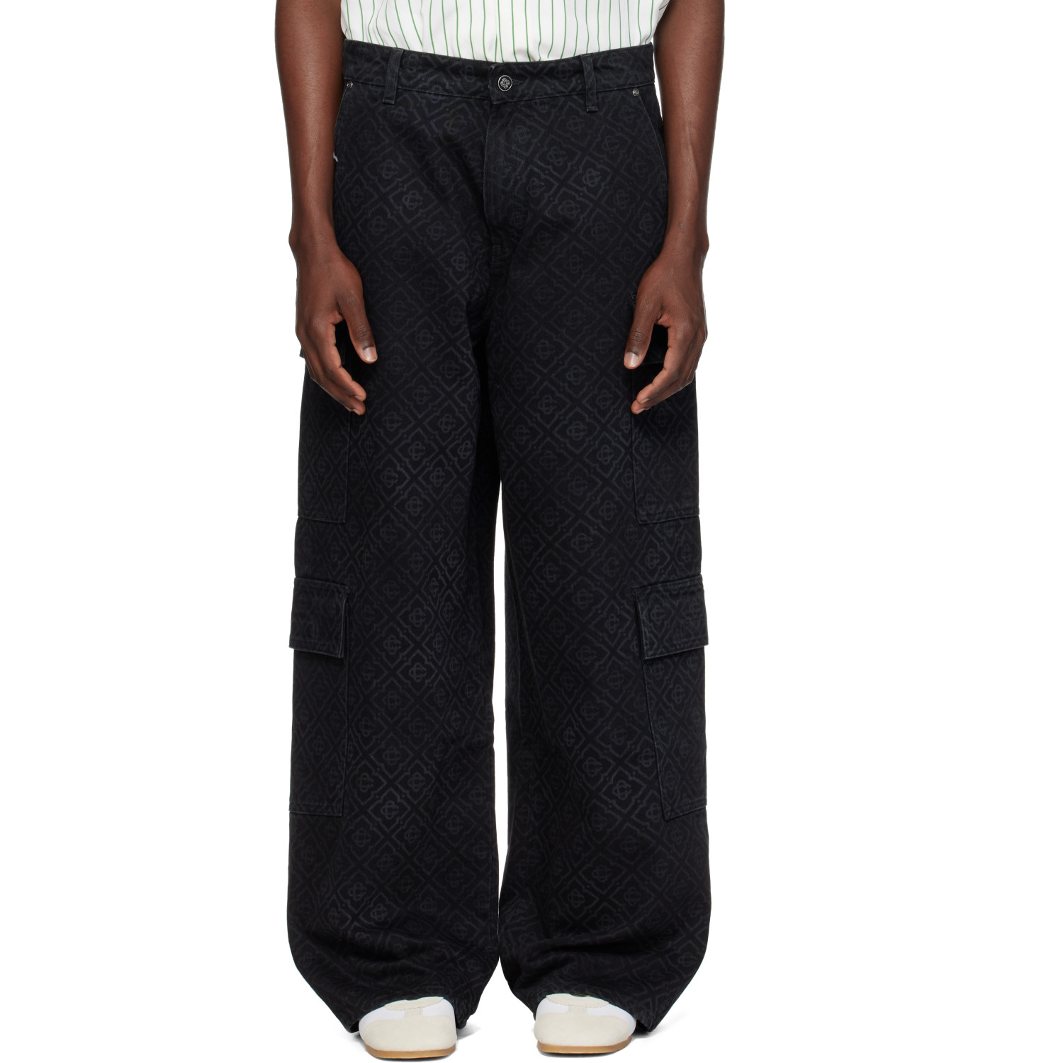 Casablanca Black Monogram Cargo Denim Jeans