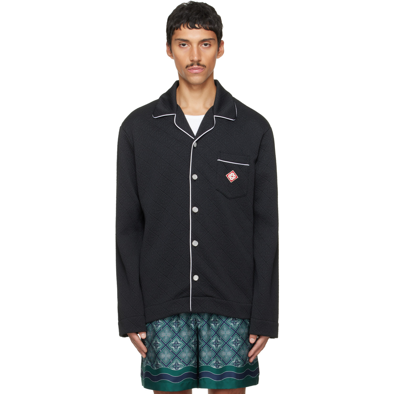Casablanca Black Raised Monogram Long Sleeve Shirt