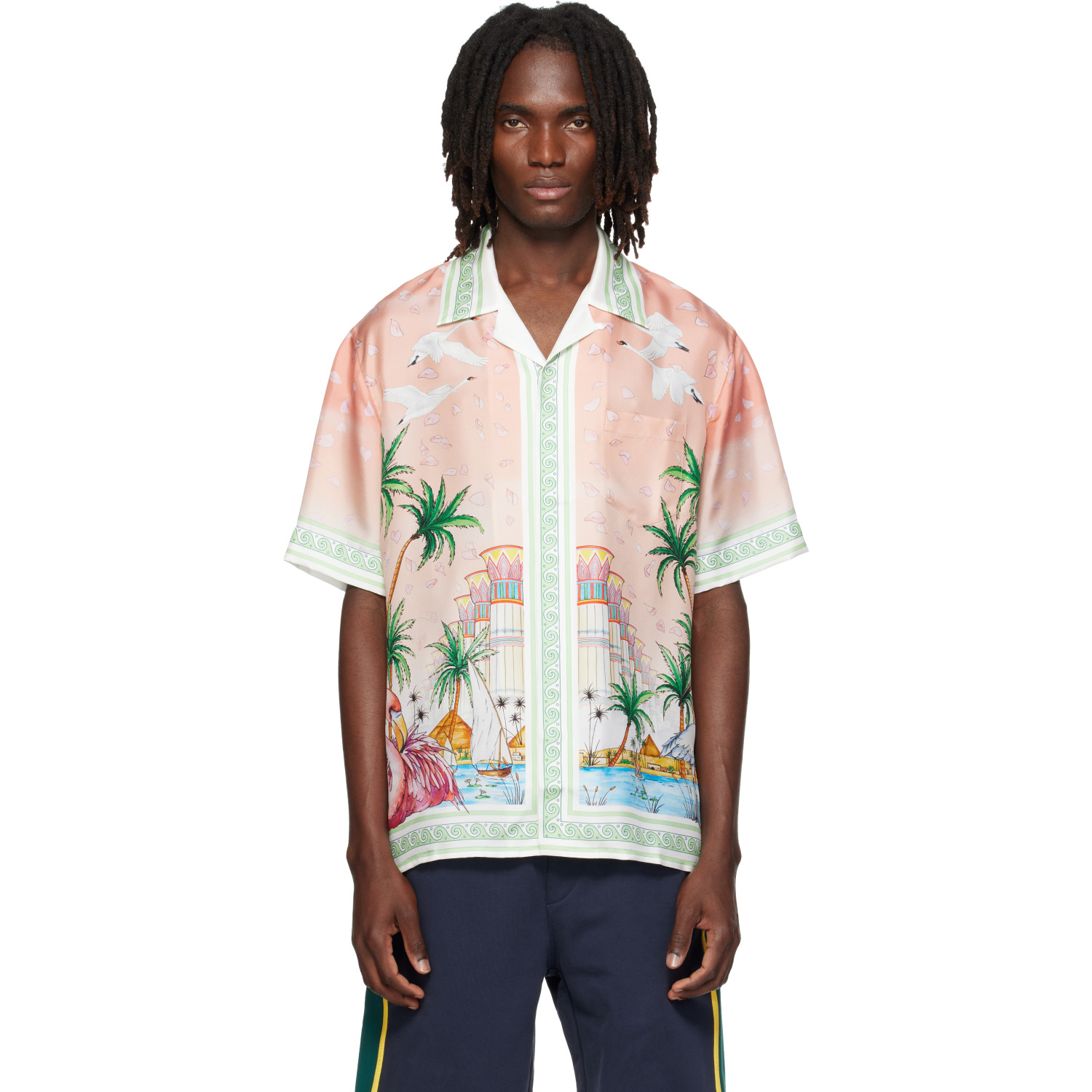 Casablanca Pink Ethereal Short Sleeve Silk Shirt