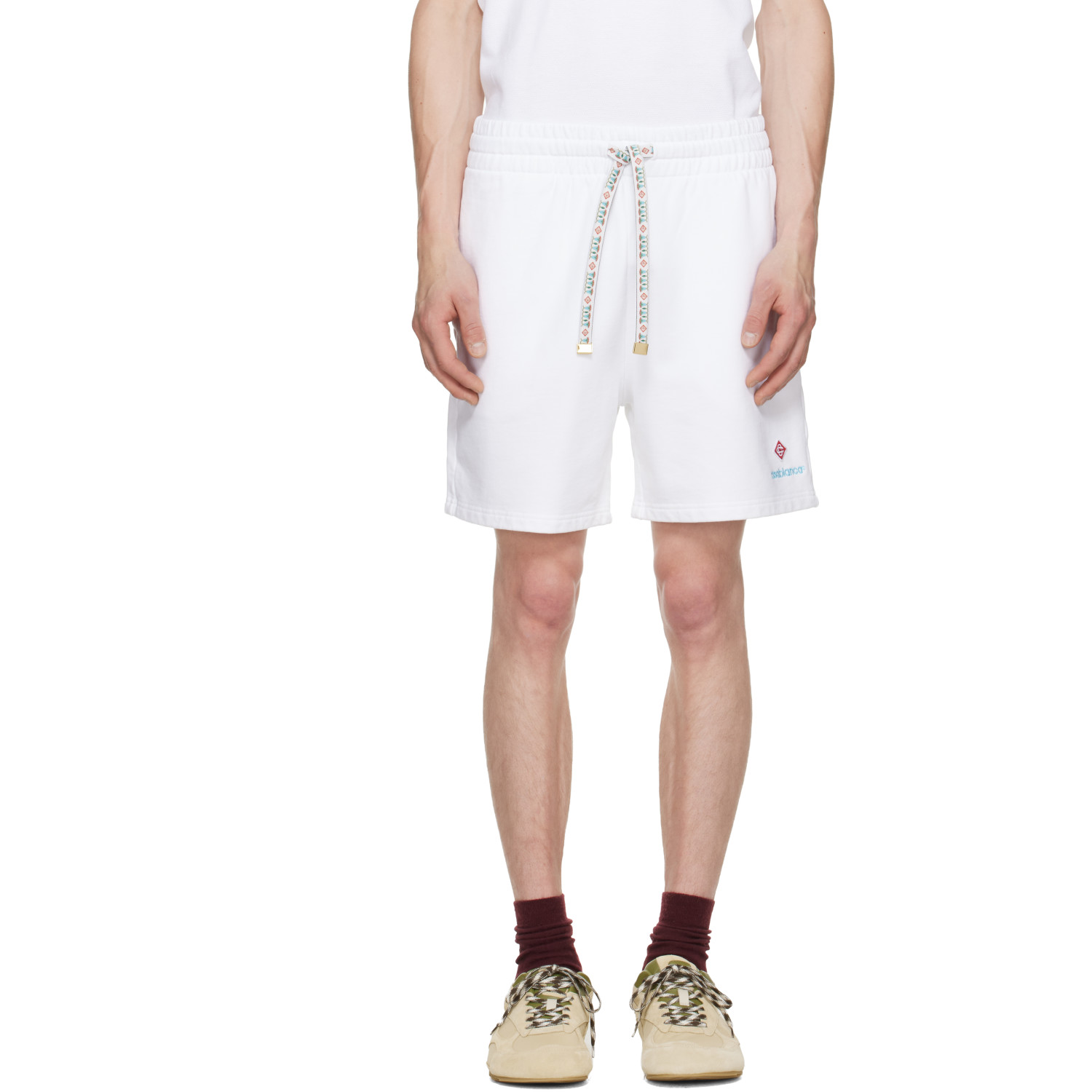 Casablanca White Floral Trim Classic Shorts