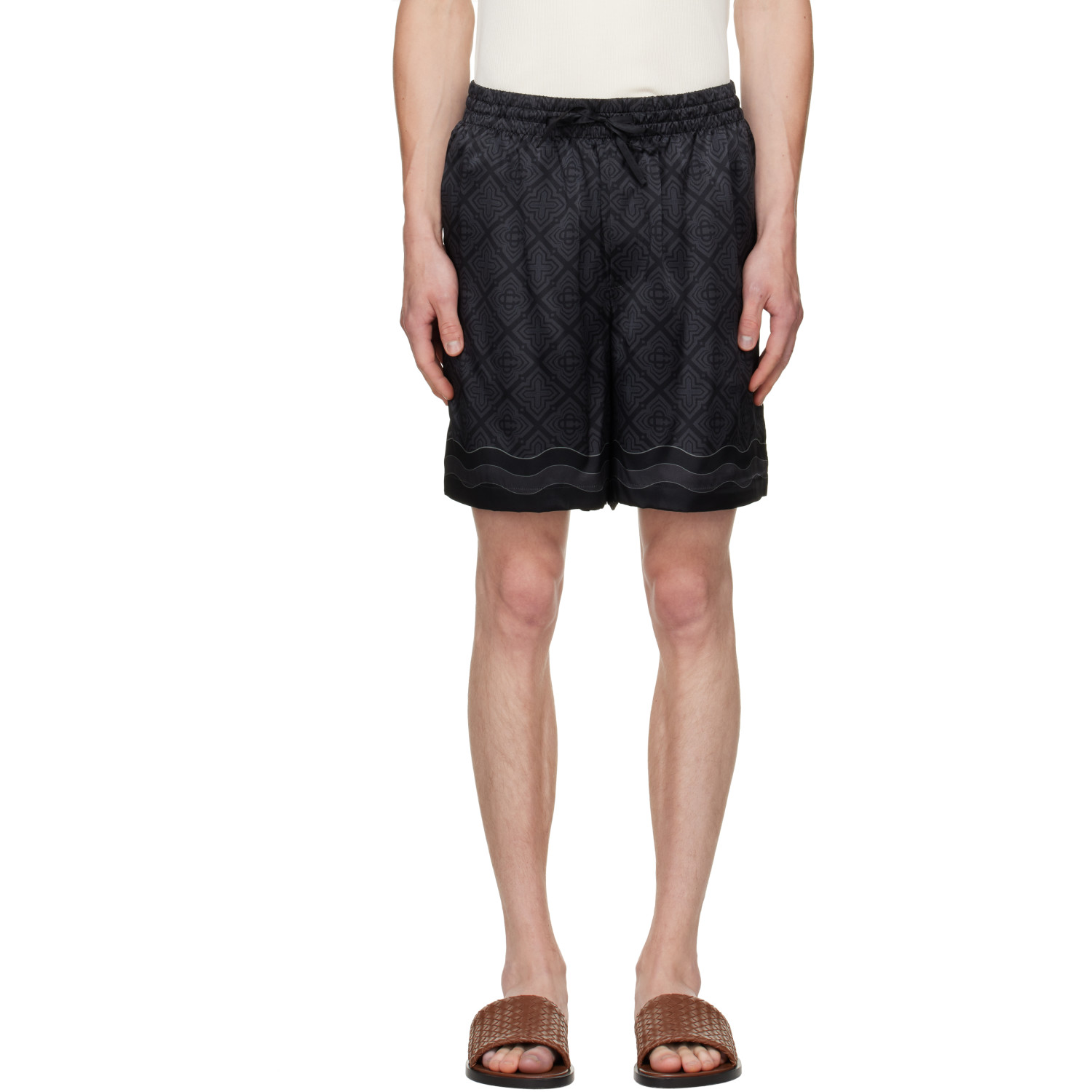 Casablanca Black Silk Shorts