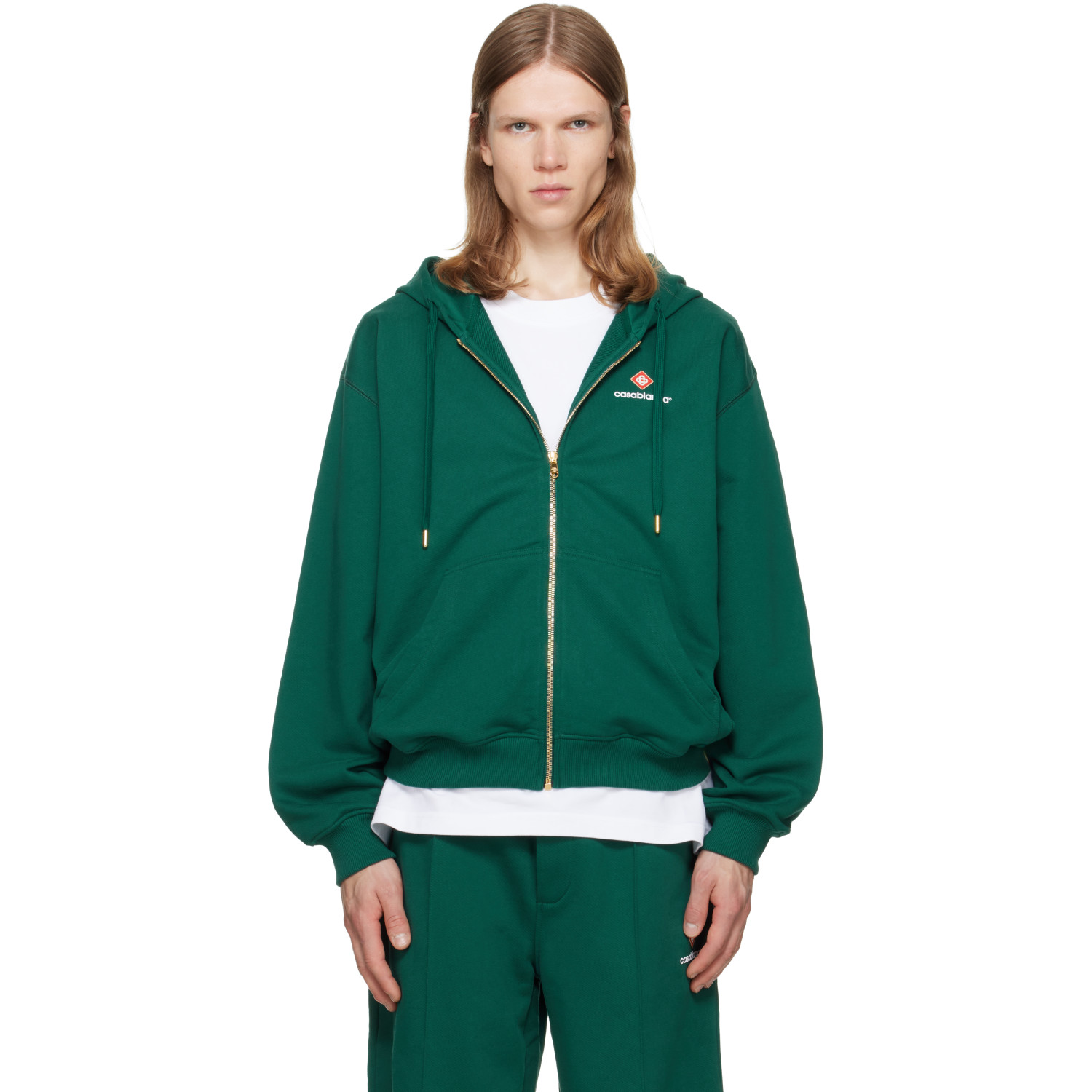 Casablanca Green Sport Type Zip‑Up Hoodie
