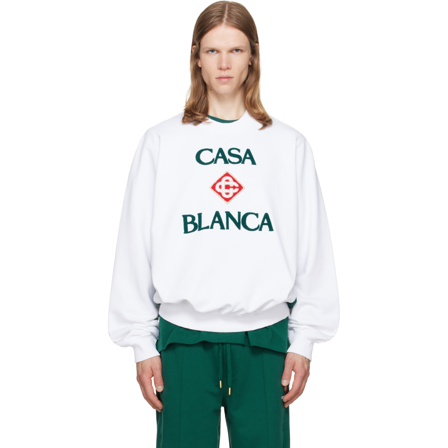 Casablanca White Diamond Logo Embroidered Sweatshirt