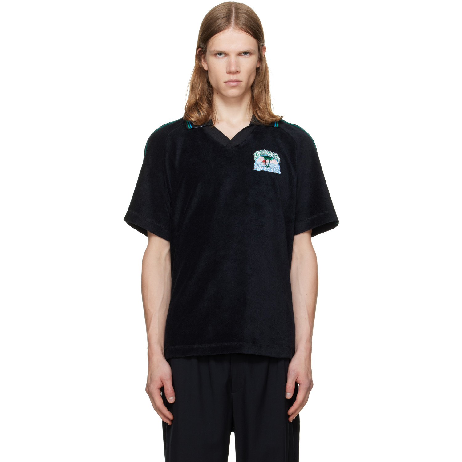 Casablanca Black Towelling Polo