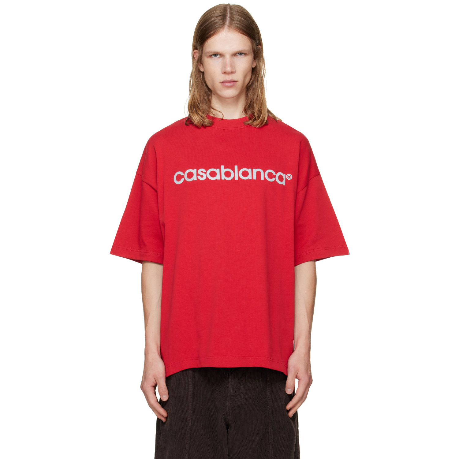 Casablanca Red Reflective Logo Oversized T-shirt