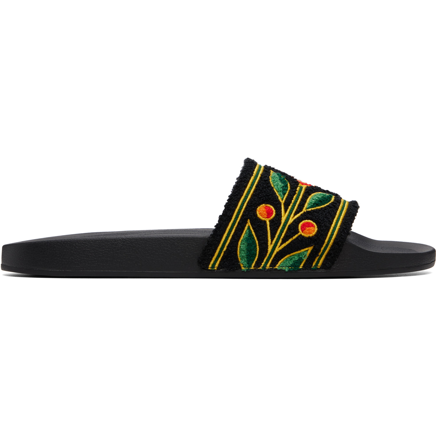 Casablanca Black Embroidered Terry Slides