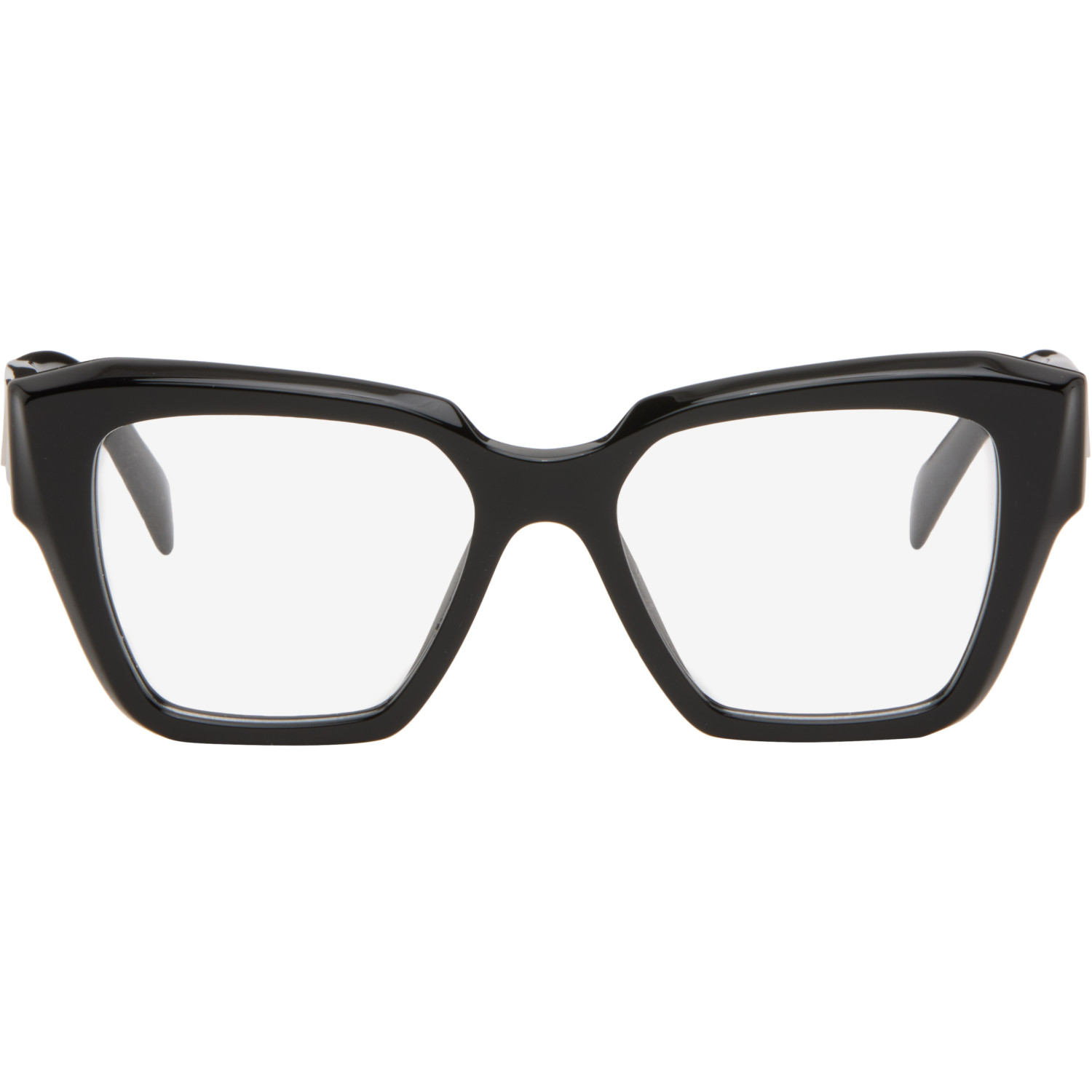 Prada Eyewear Black Symbole Rectangle Acetate Glasses