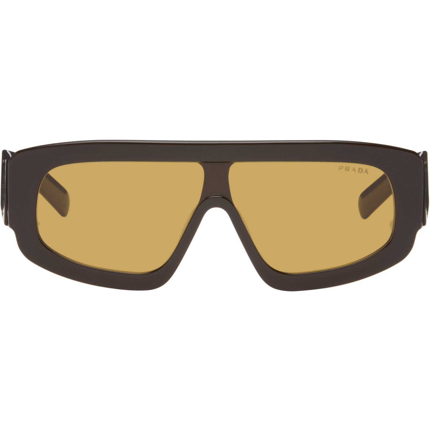 Prada Eyewear Brown Shield-Style Sunglasses