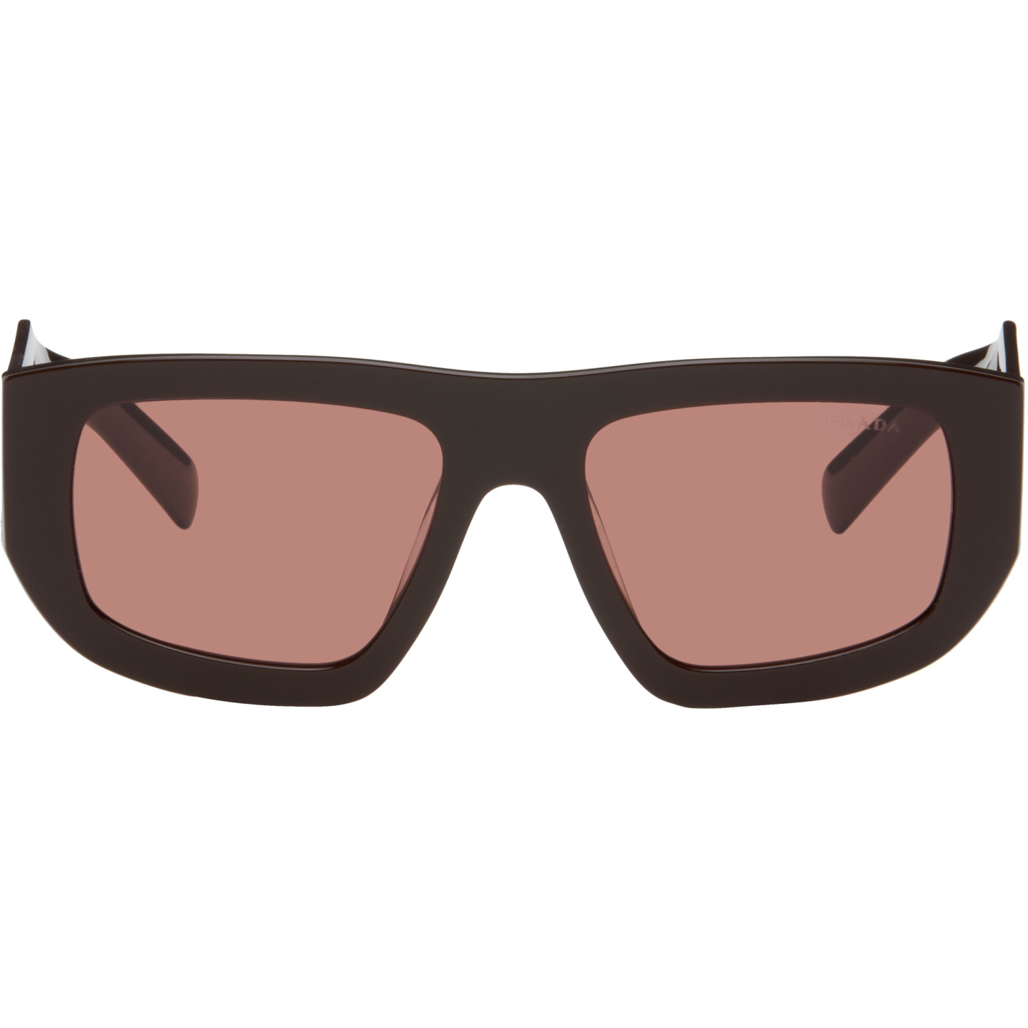 Prada Eyewear Brown Triangle Logo Sunglasses