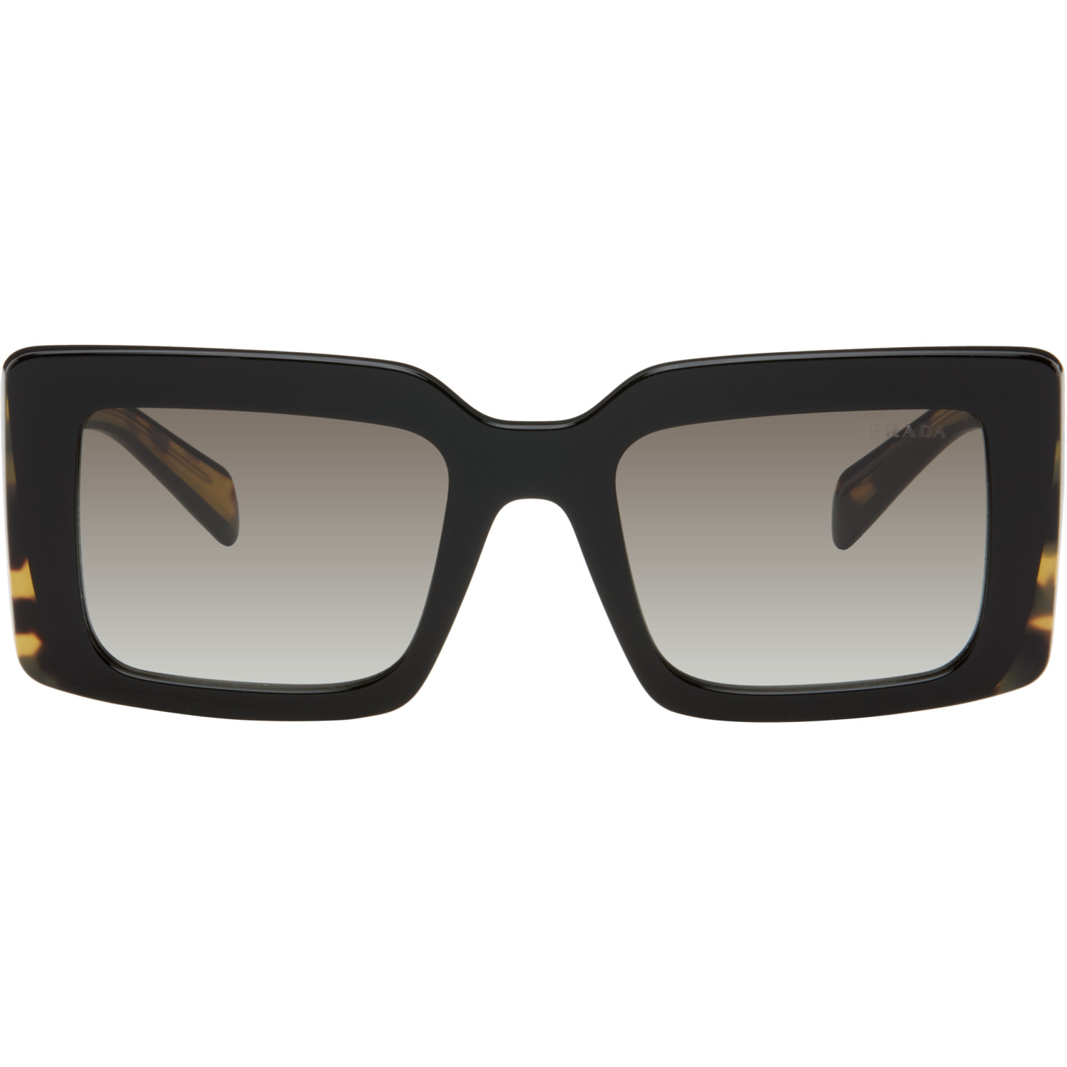 Prada Eyewear Black & Brown Square Sunglasses