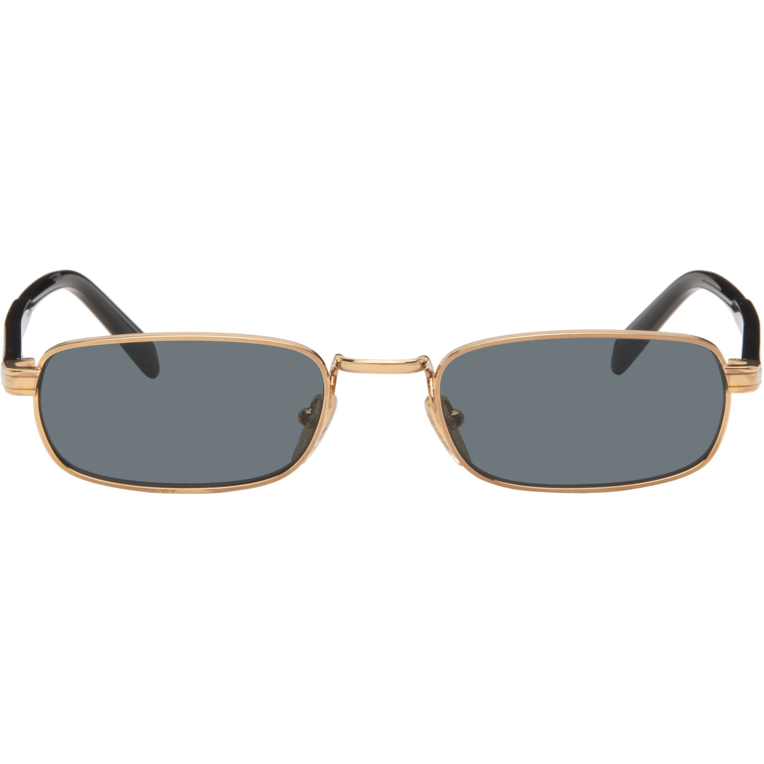 Prada Eyewear Gold Rectangle Sunglasses