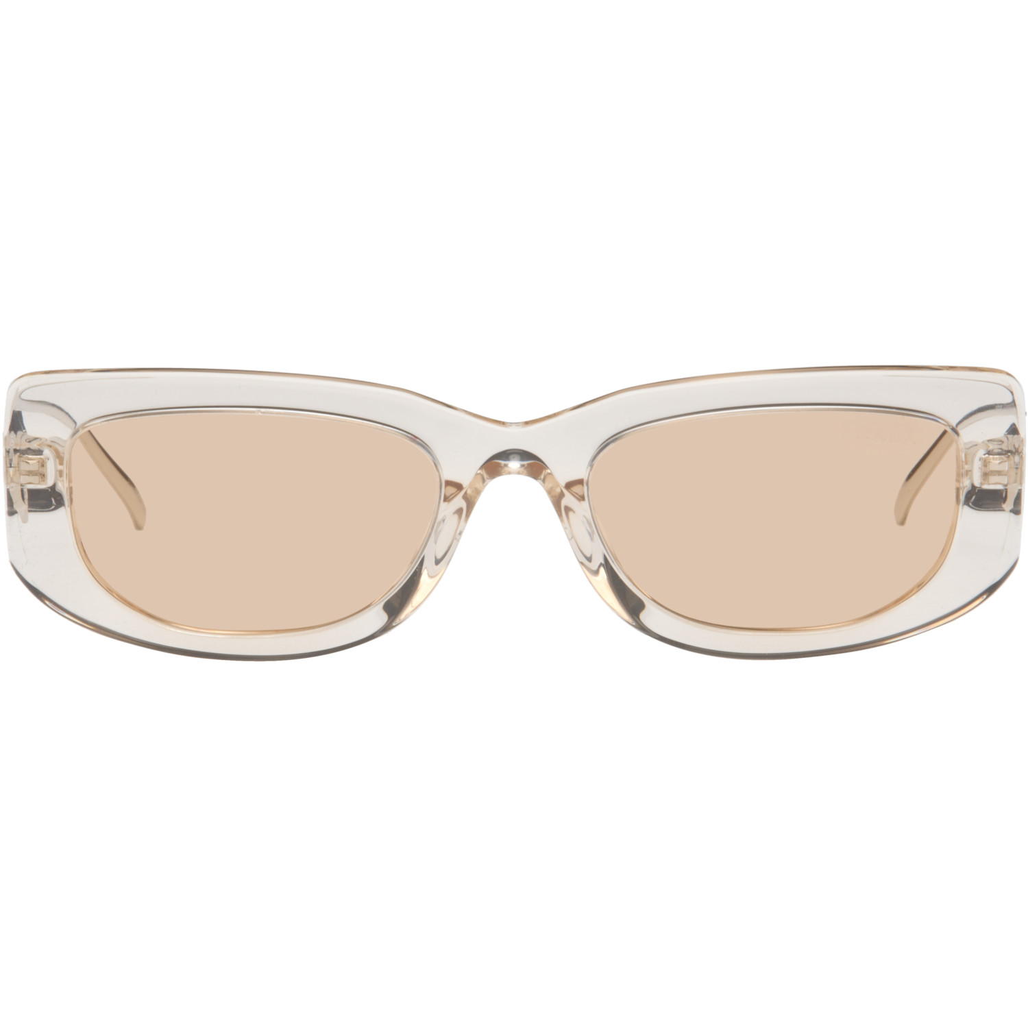 Prada Eyewear Beige & Silver Triangle Logo Sunglasses