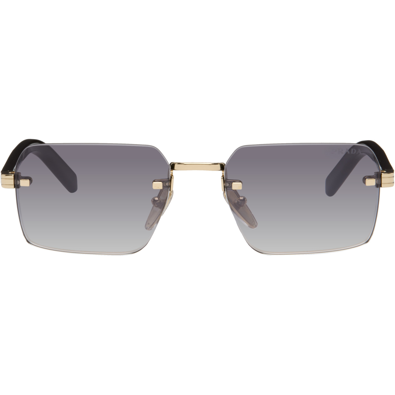 Prada Eyewear Gold Iconic Metal Plaque Sunglasses