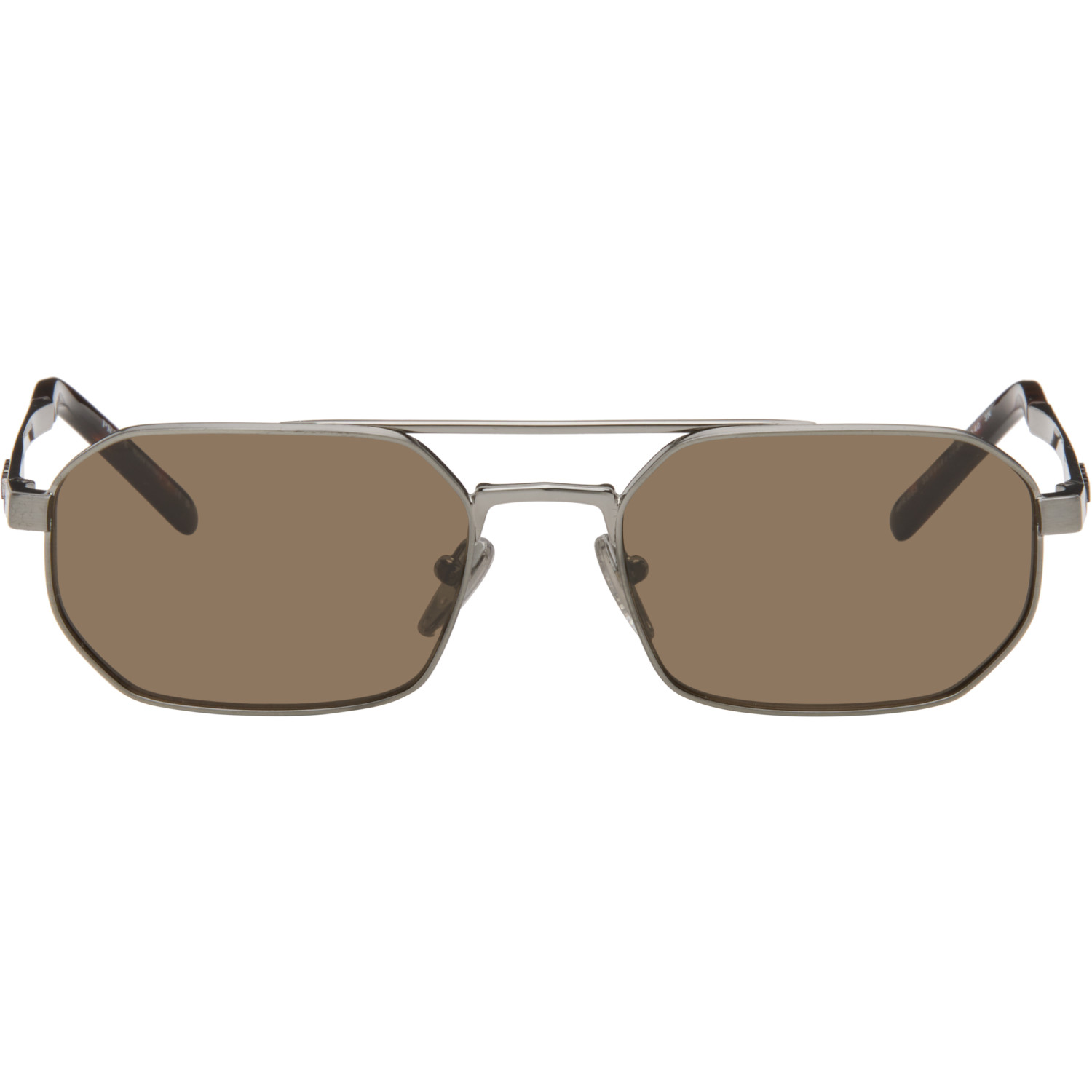 Prada Eyewear Gunmetal Double Bridge Sunglasses