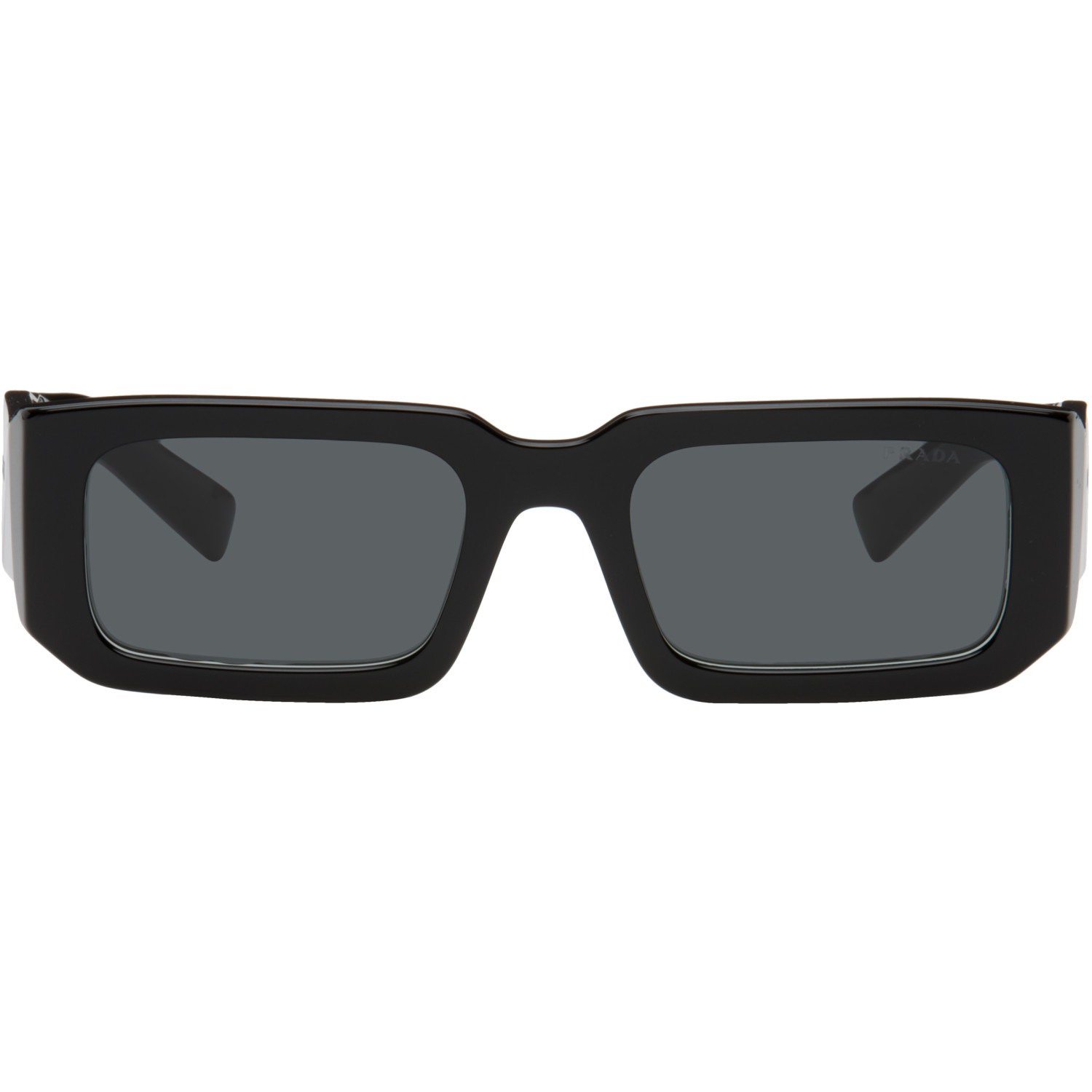 Prada Eyewear Black Square Acetate Chunky Sunglasses
