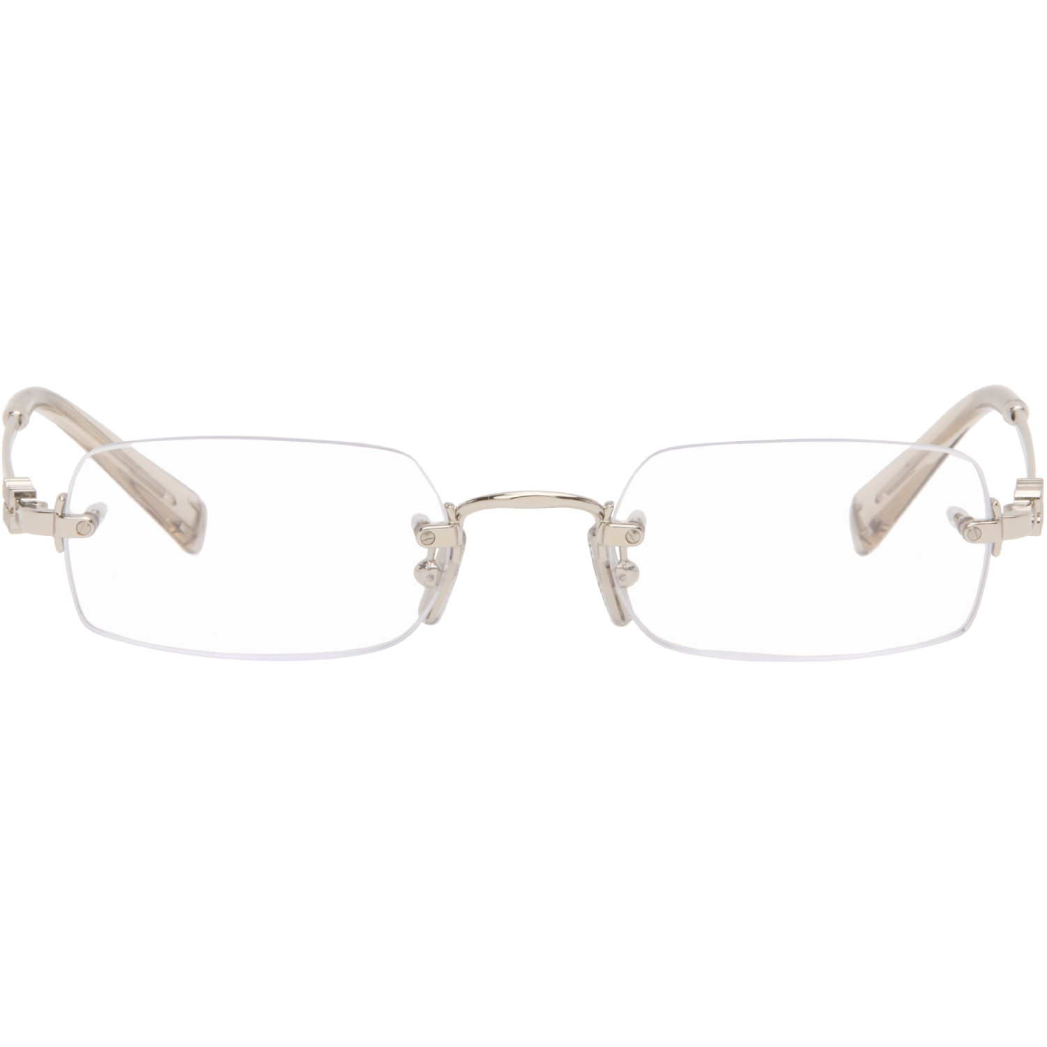 Miu Miu Eyewear Silver Rimless Glasses