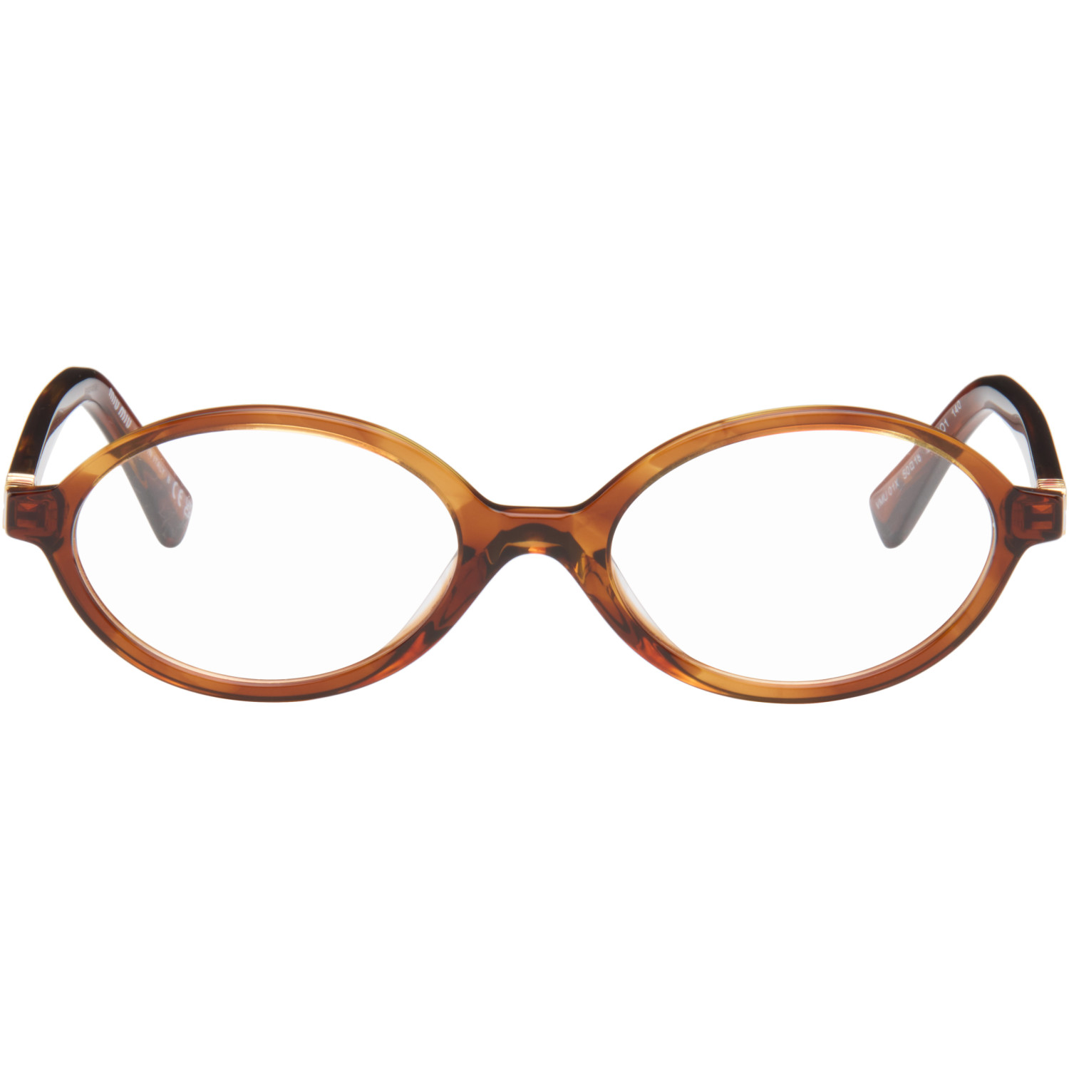 Miu Miu Eyewear Brown 'Breaking the Rules' Oval Glasses