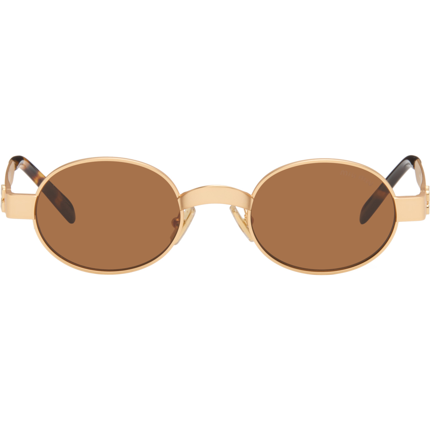 Miu Miu Eyewear Gold Oval Sunglasses