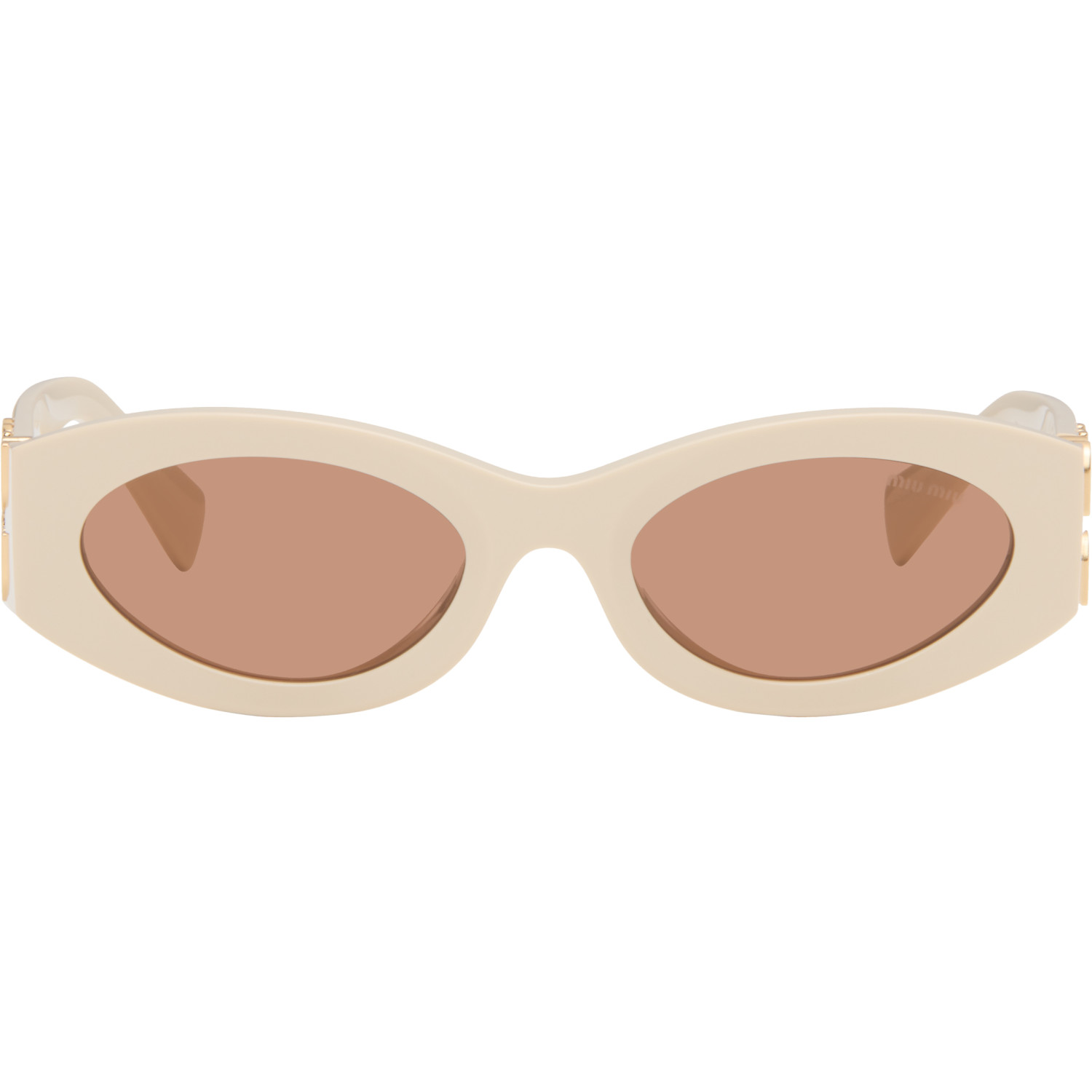 Miu Miu Eyewear Off-White Retro Oval Sunglasses