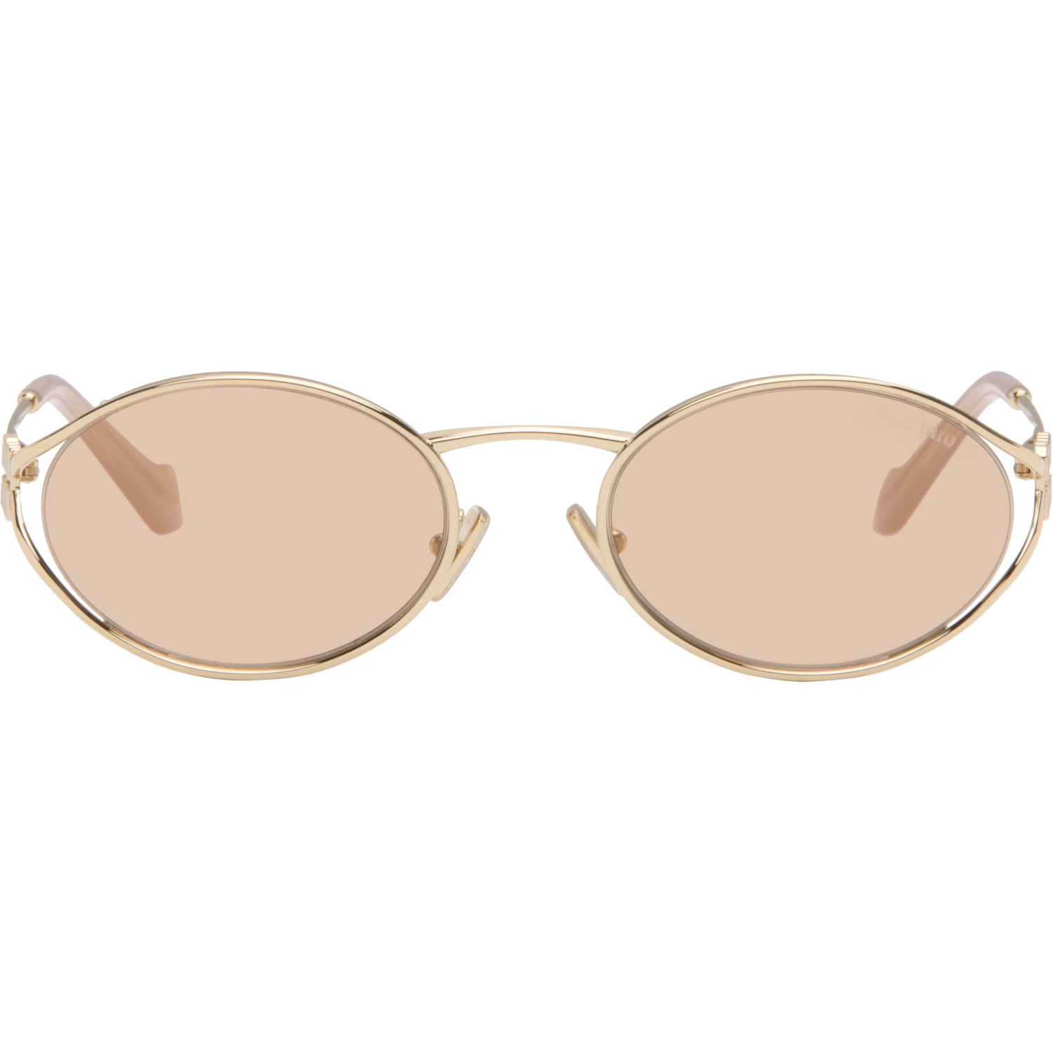 Miu Miu Eyewear Gold 'Miu Miu Logo' Sunglasses