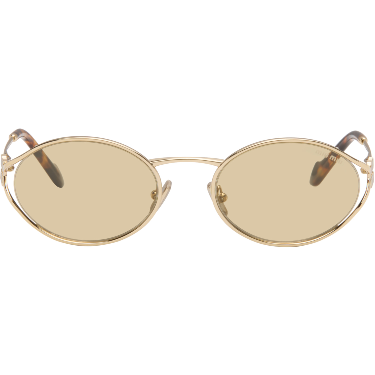 Miu Miu Eyewear Gold Metal Oval Sunglasses