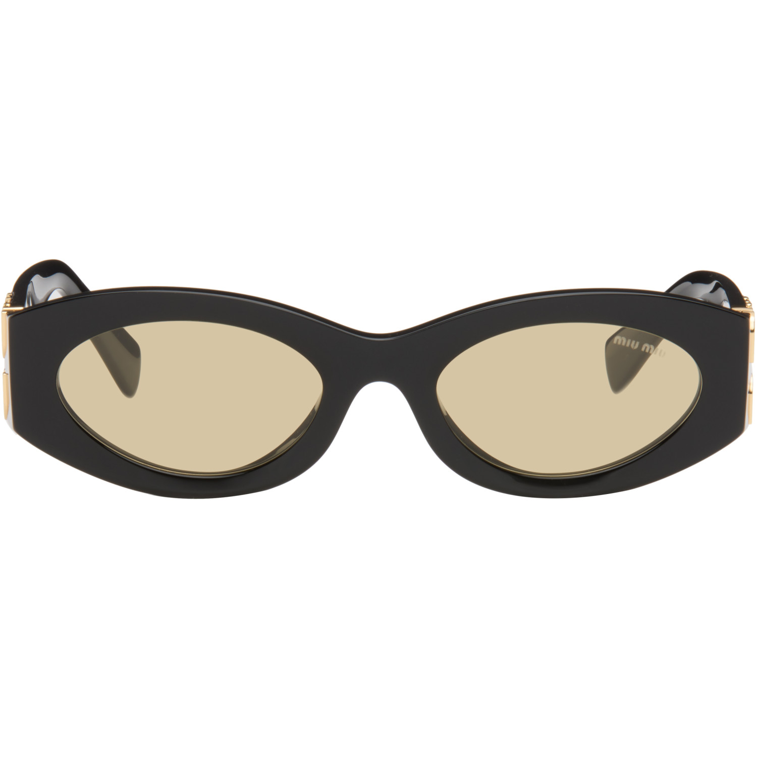 Miu Miu Eyewear Black Retro Oval Sunglasses
