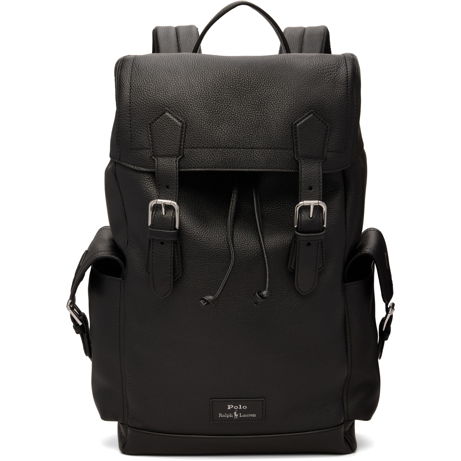 Polo Ralph Lauren Black Pebbled Leather Backpack