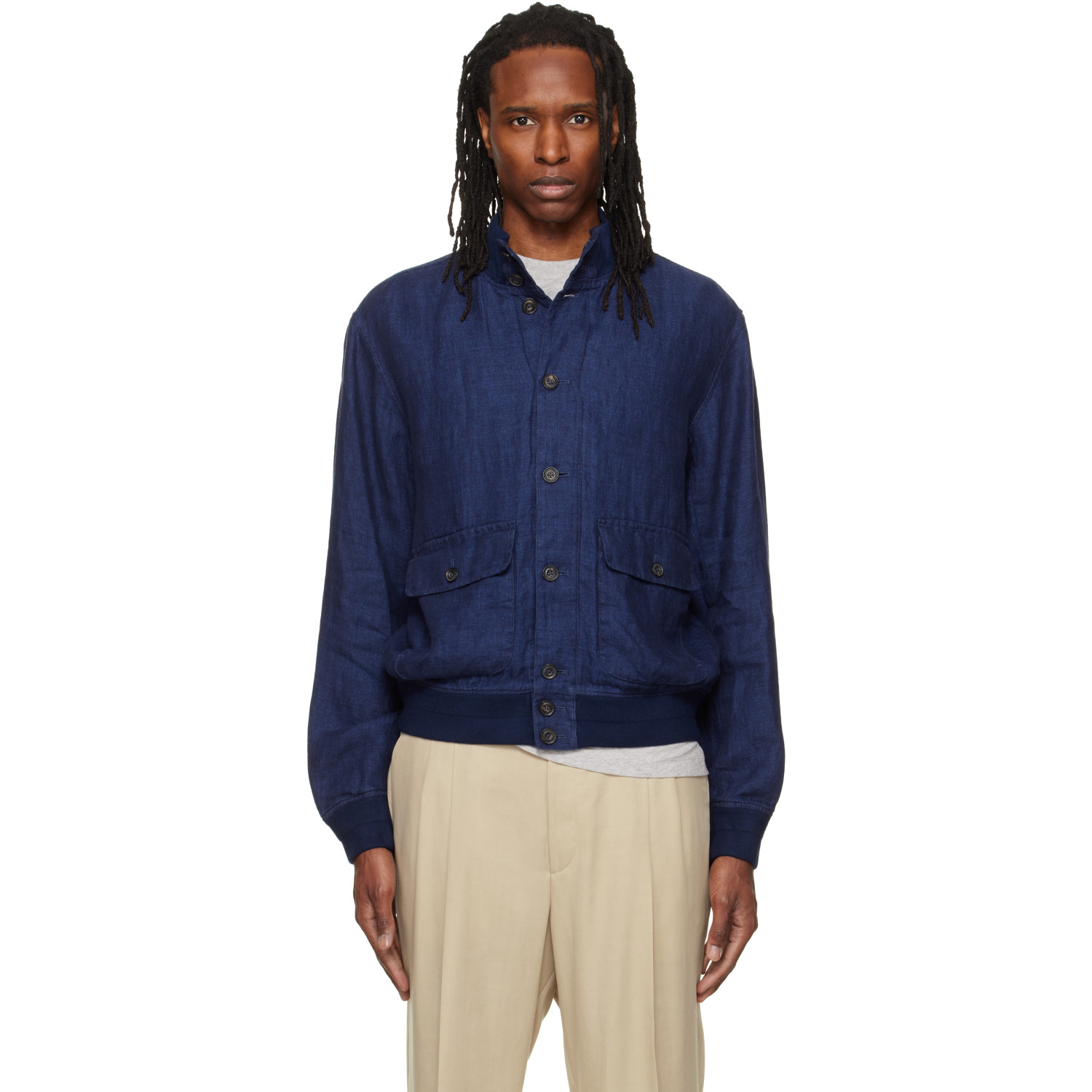 Polo Ralph Lauren Navy 'The Barrett Linen Herringbone' Jacket