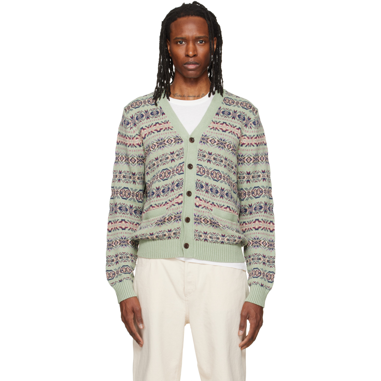 Polo Ralph Lauren Green Cotton Linen Blend Long Sleeve Cardigan