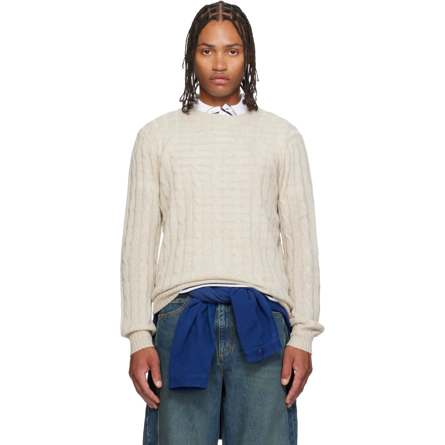 Polo Ralph Lauren Beige 'The Iconic Cable-Knit' Cashmere Sweater