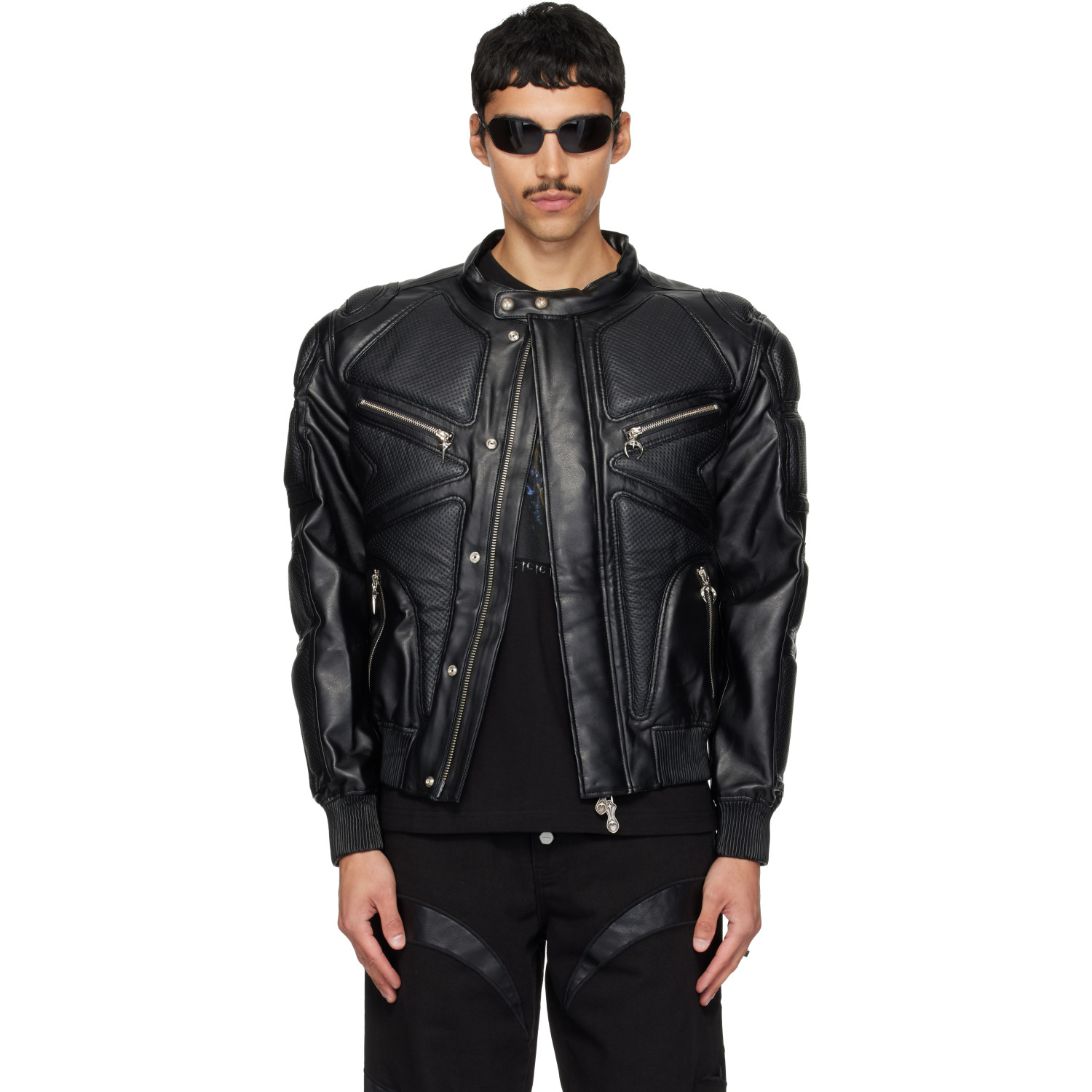 Thug Club Black Diamond Back Faux-Leather Jacket