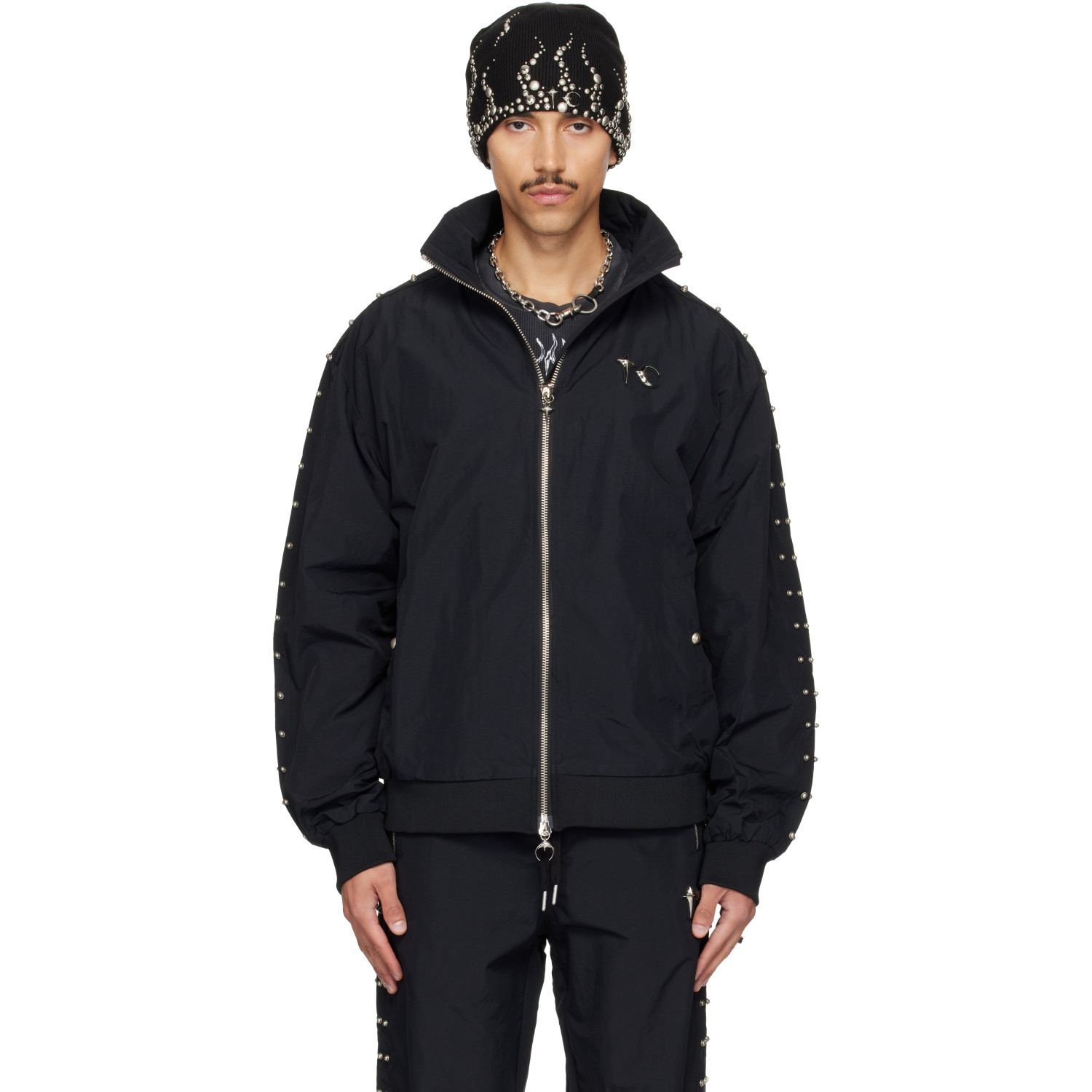 Thug Club Black Triple Line Stud Track Jacket