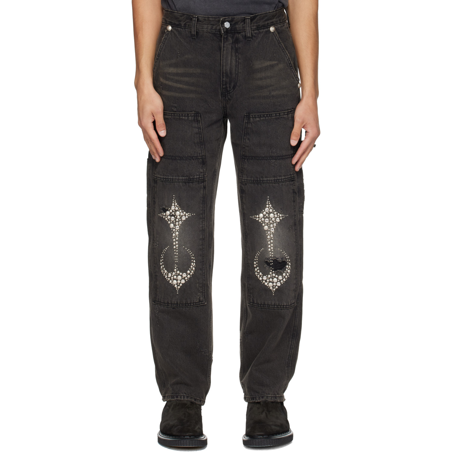 Thug Club Black Studded Knee Carpenter Jeans
