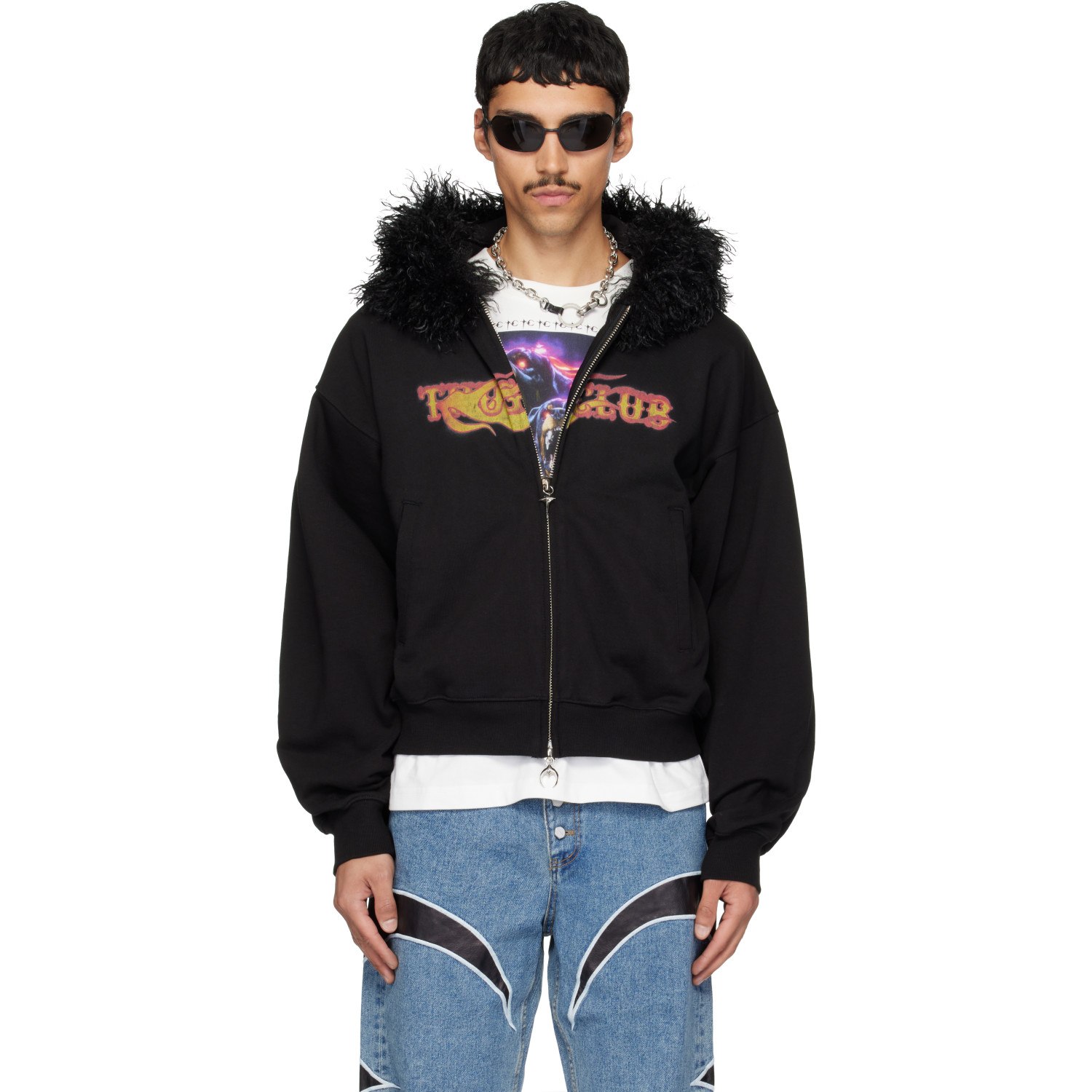 Thug Club Black TC Two Face Fur Zip-Up Hoodie