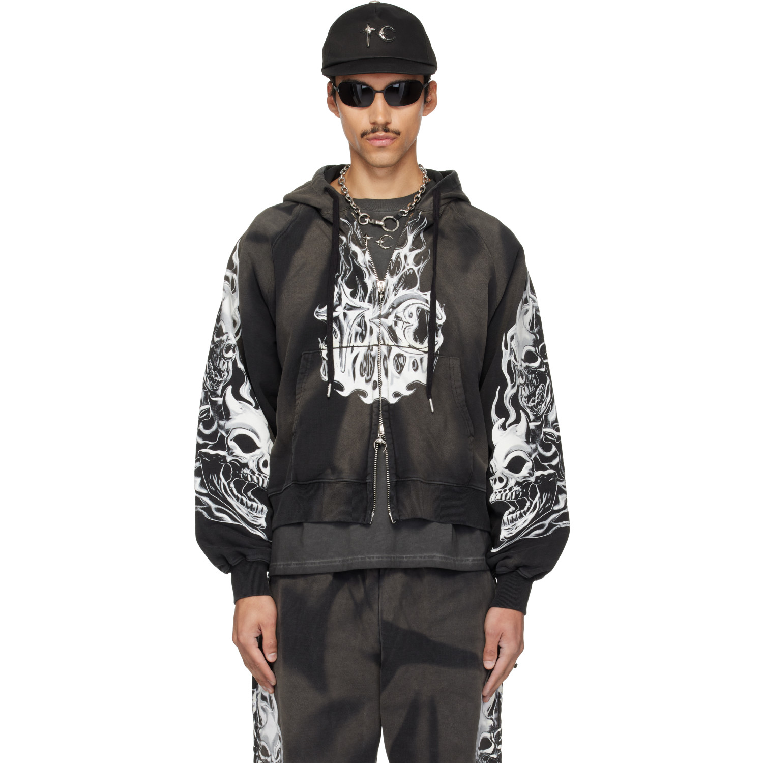 Thug Club Black Six Riding Skull Zip-Up Hoodie