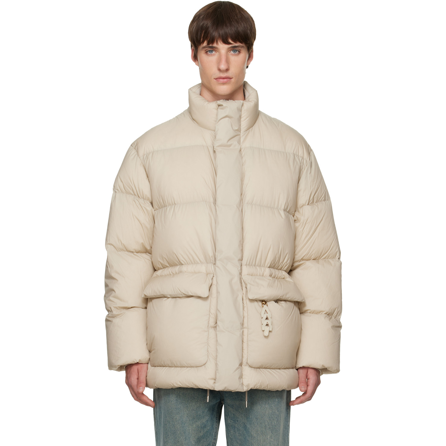 Solid Homme Beige Quilted Down Jacket