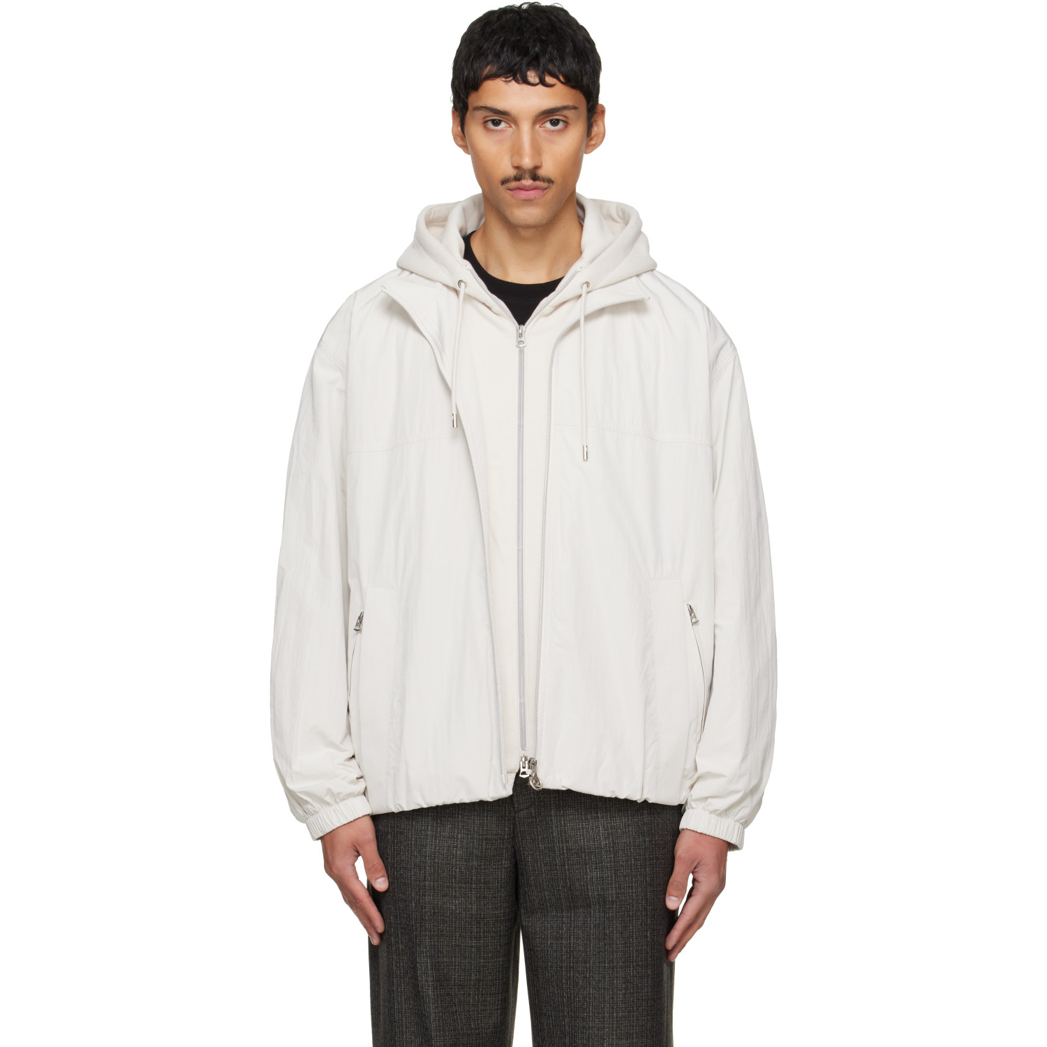Solid Homme Off-White Layered Taffeta Jacket