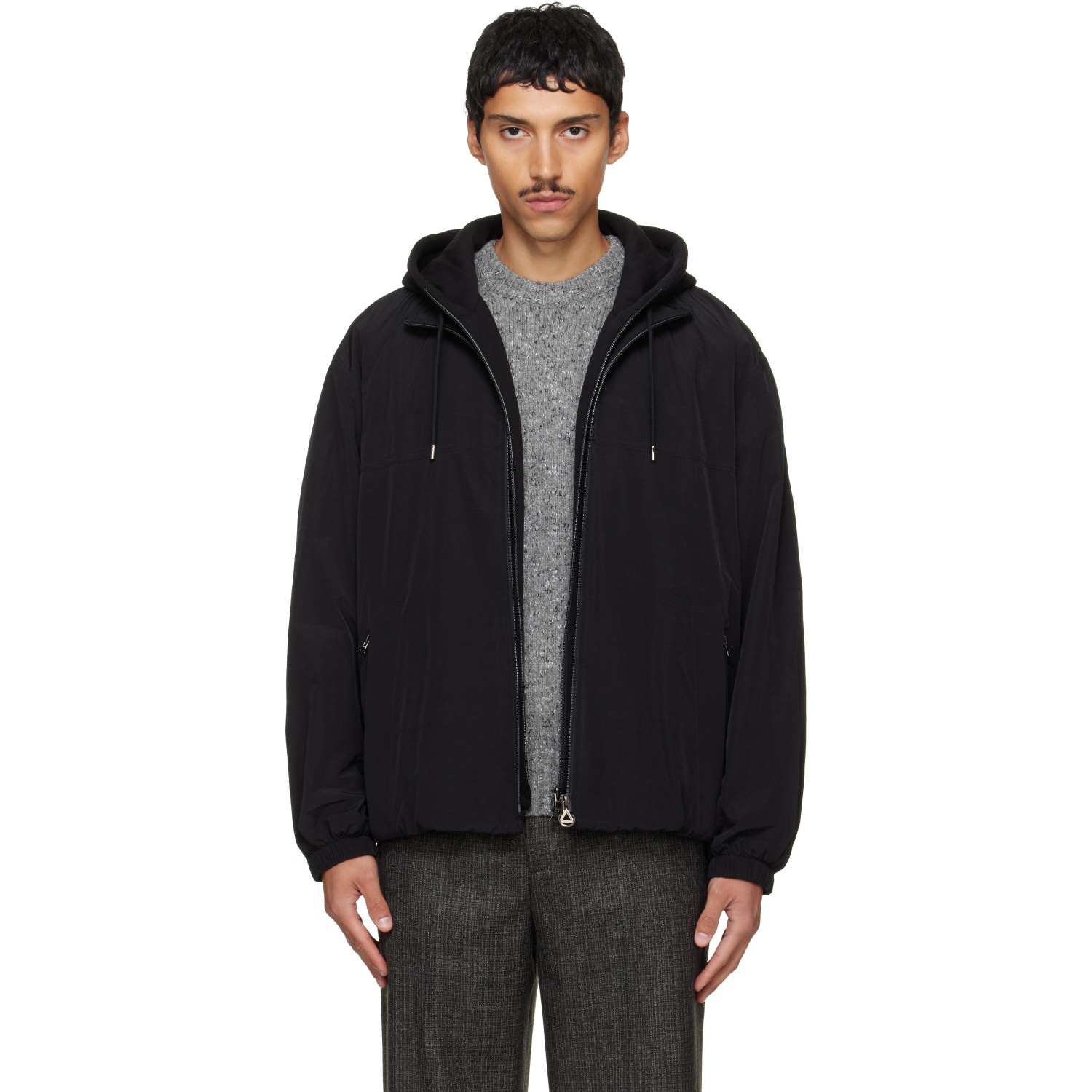 Solid Homme Black Layered Taffeta Jacket