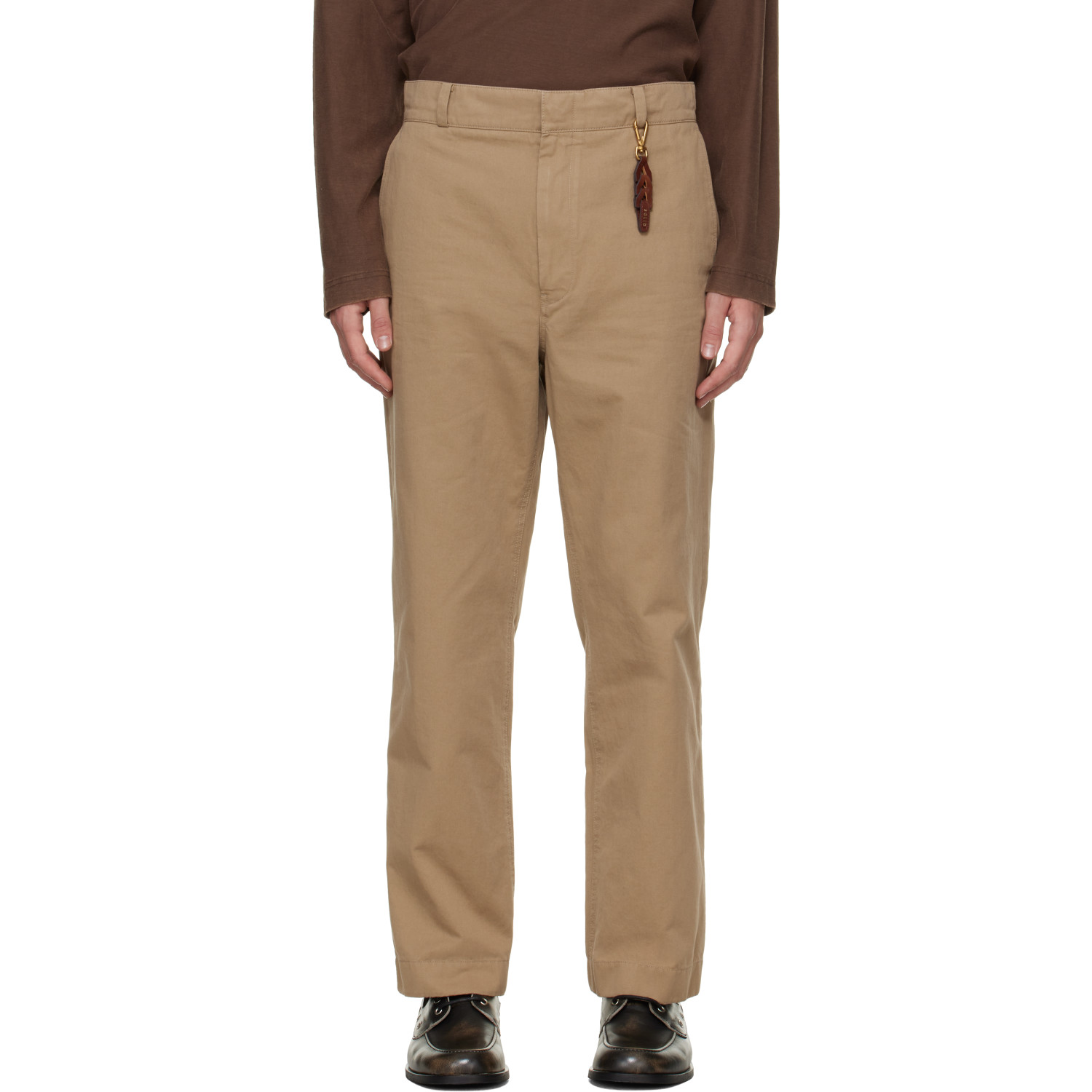 Solid Homme Beige Cotton Twill Trousers