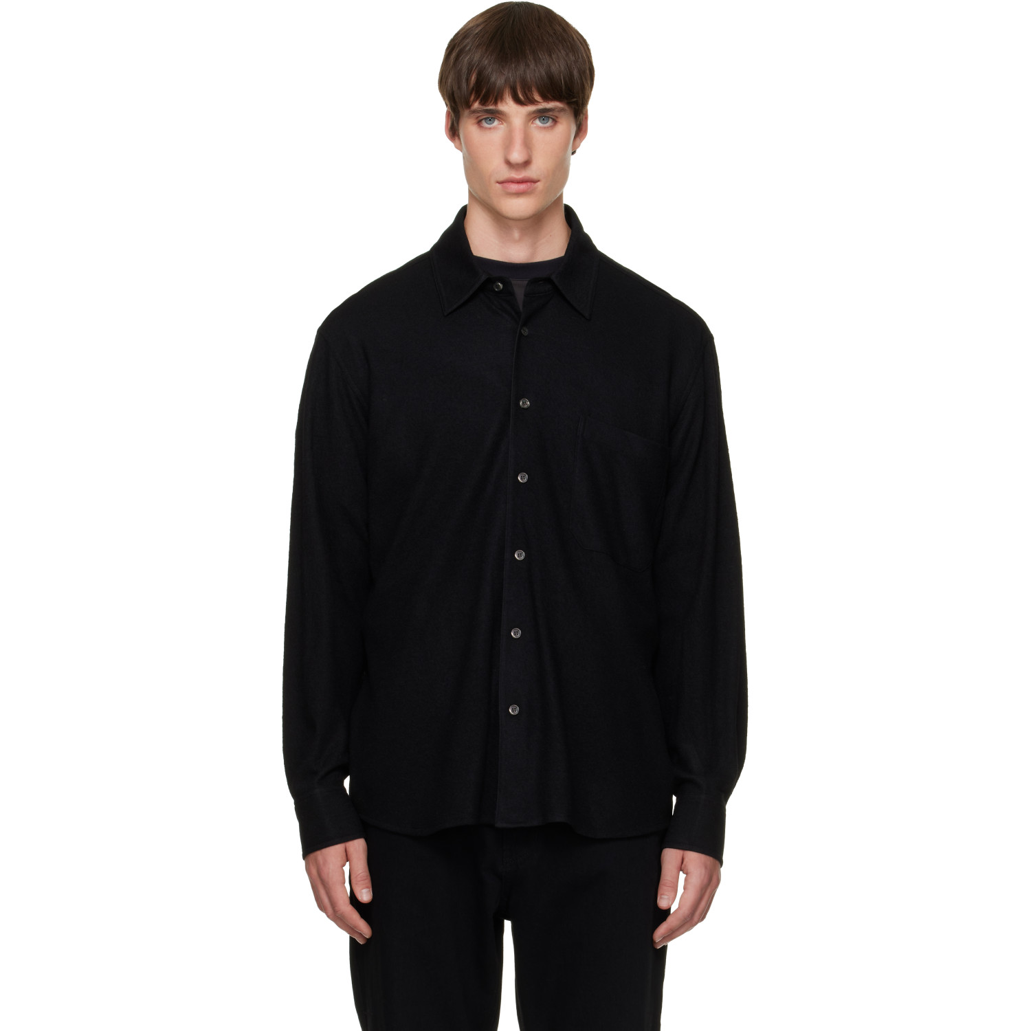 Solid Homme Black Wool Stitch Shirt