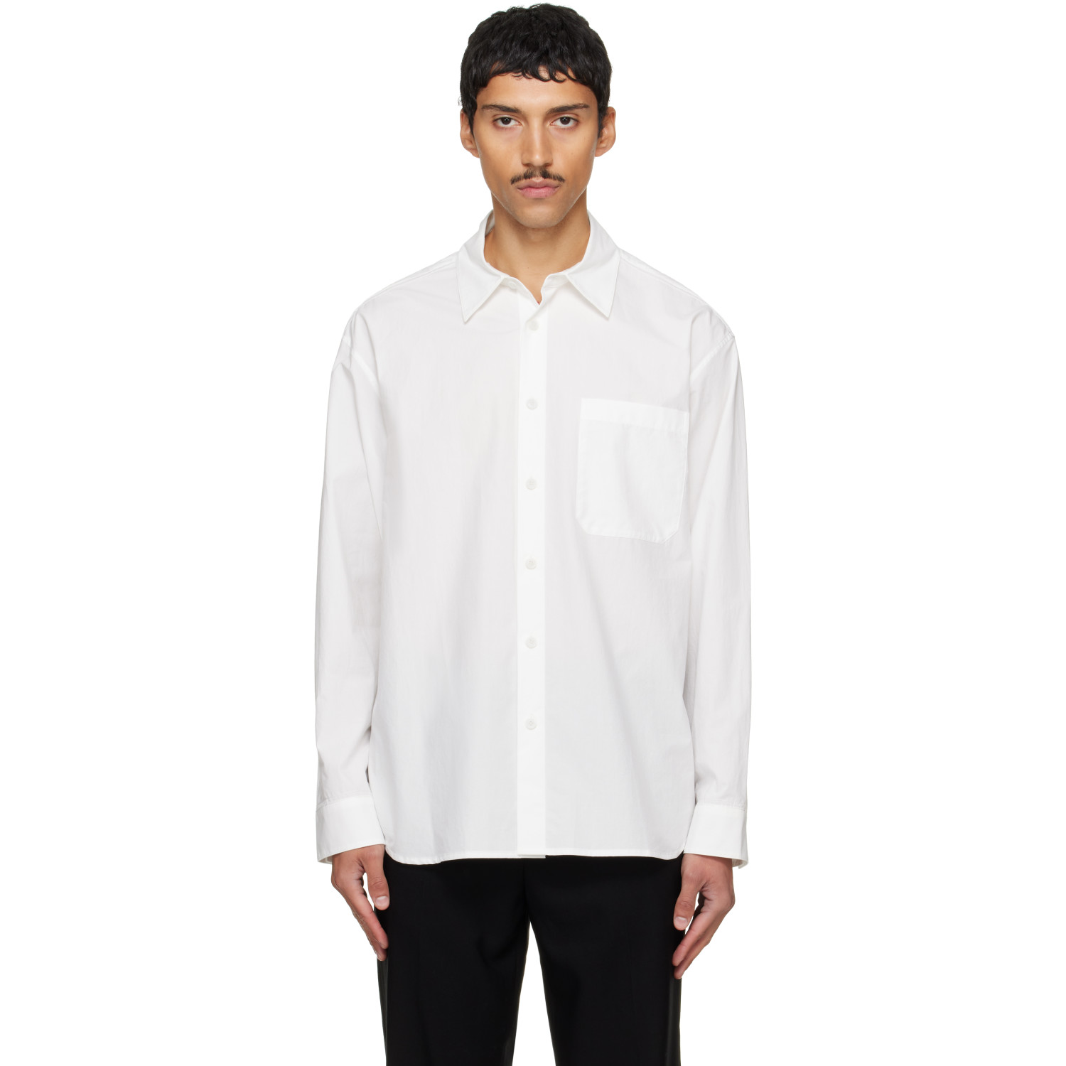 Solid Homme White Pintuck Cotton Shirt
