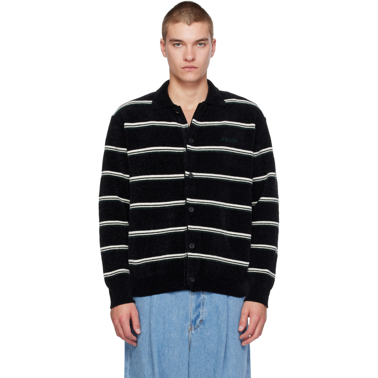 Solid Homme Black Knit Cardigan In A21b