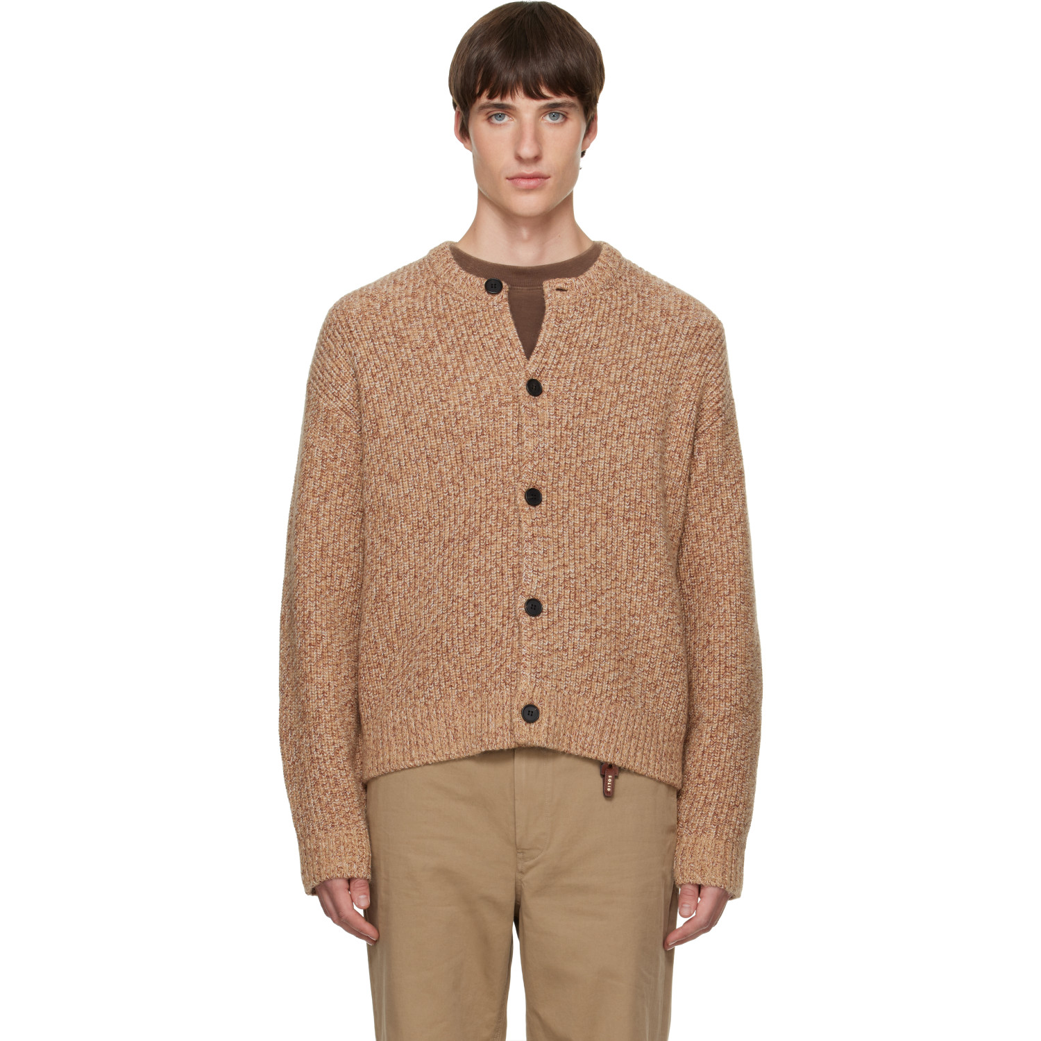 Solid Homme Beige Wool Button Cardigan