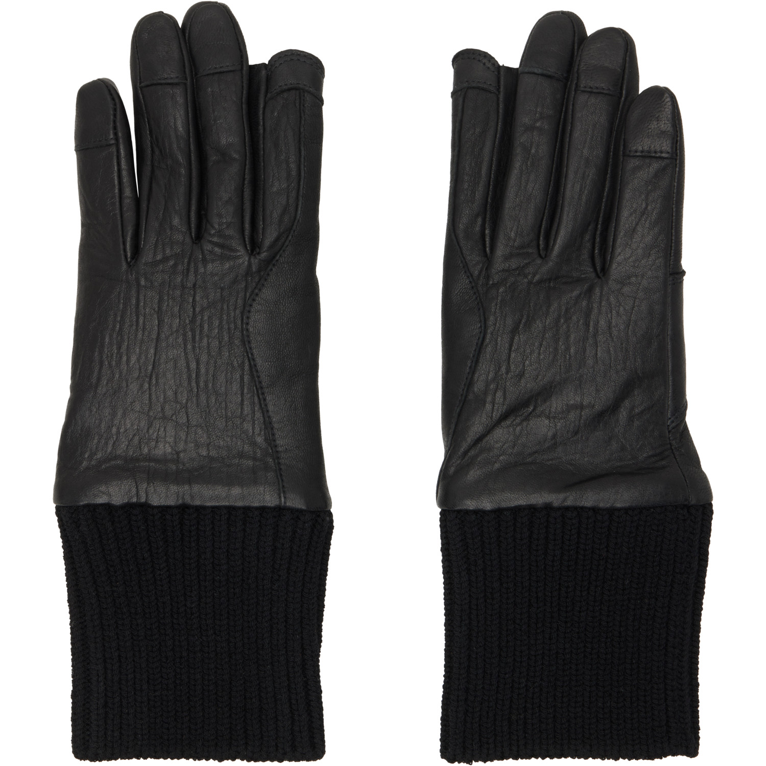 Rick Owens Black Tower Rib Cuff Gloves