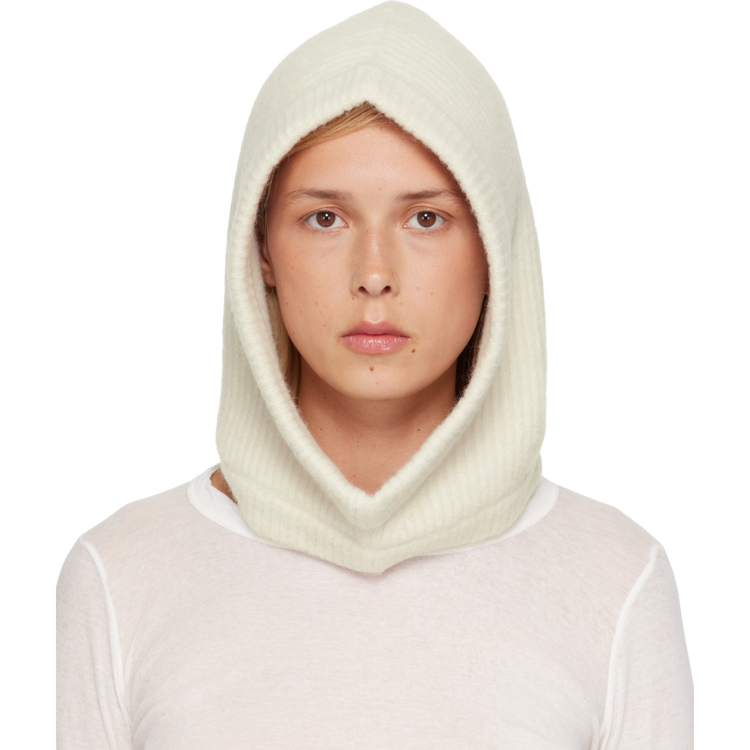 Rick Owens Off-White Tower Alpaca Knit Hood